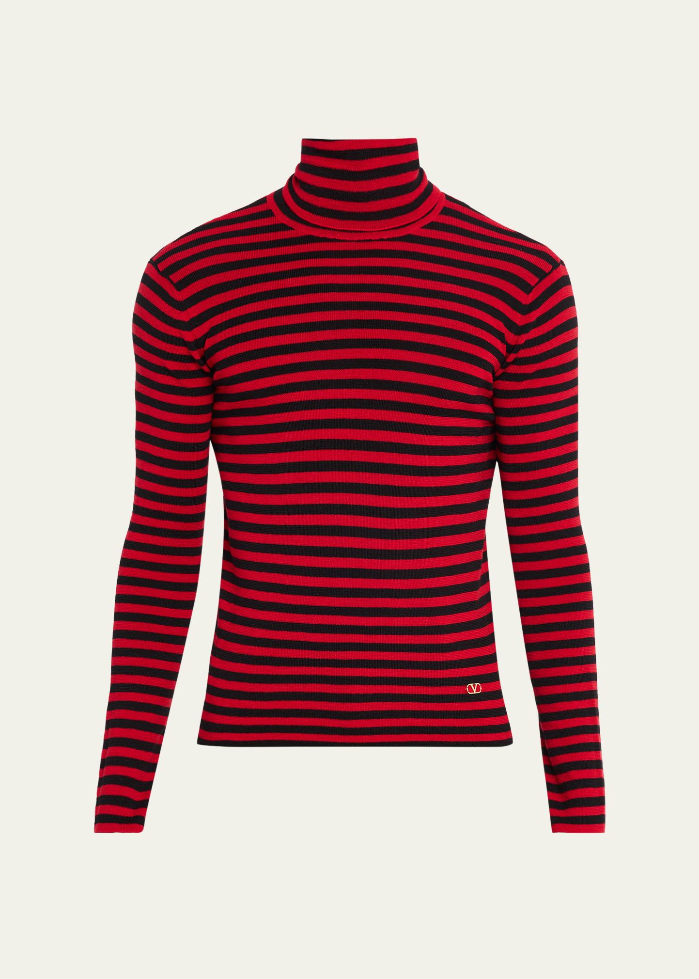 Valentino Garavani Men's Long-Sleeve Stripe Turtleneck T-Shirt