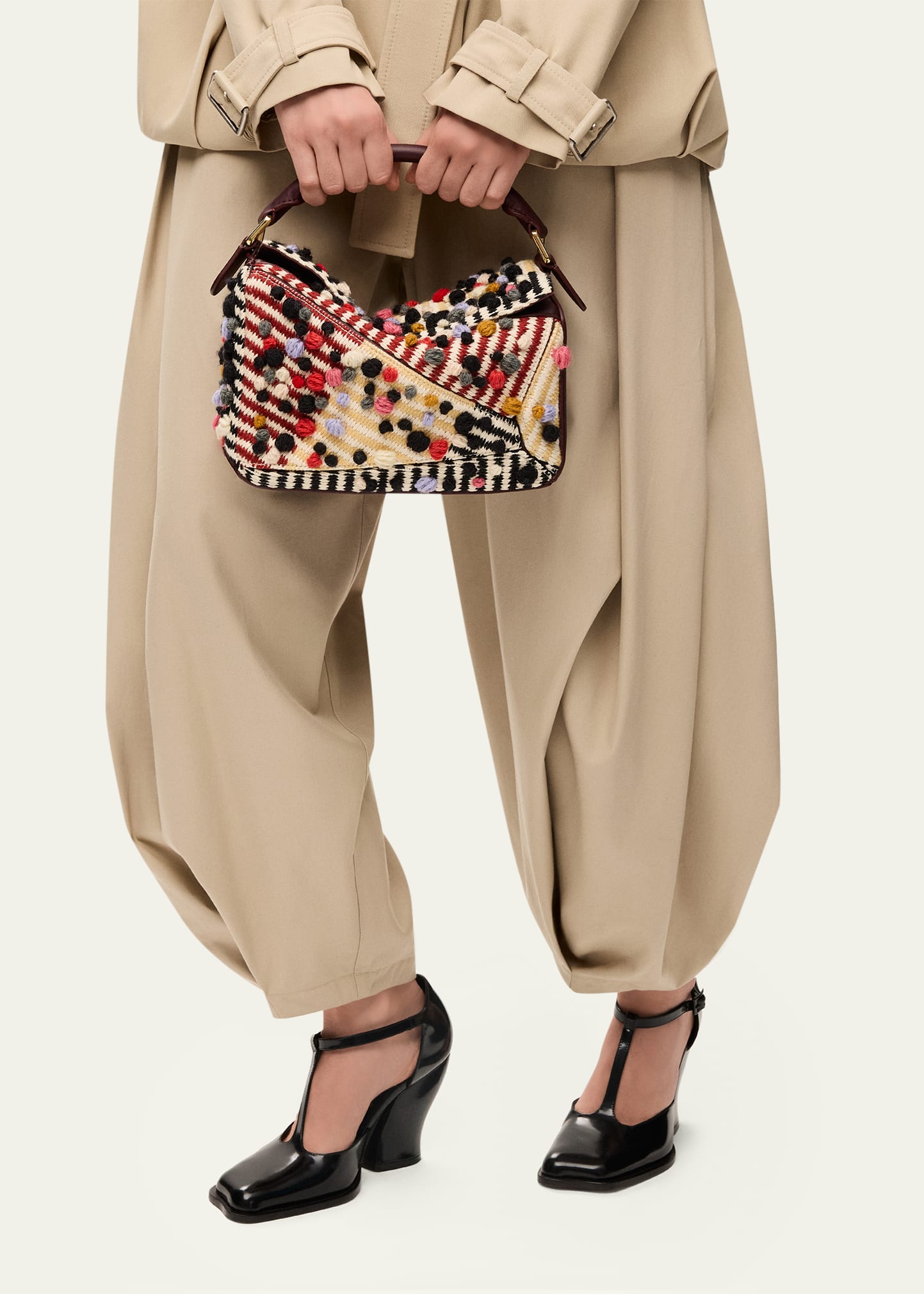 Loewe x Albers Puzzle Small Dot Shoulder Bag in Wool Textile