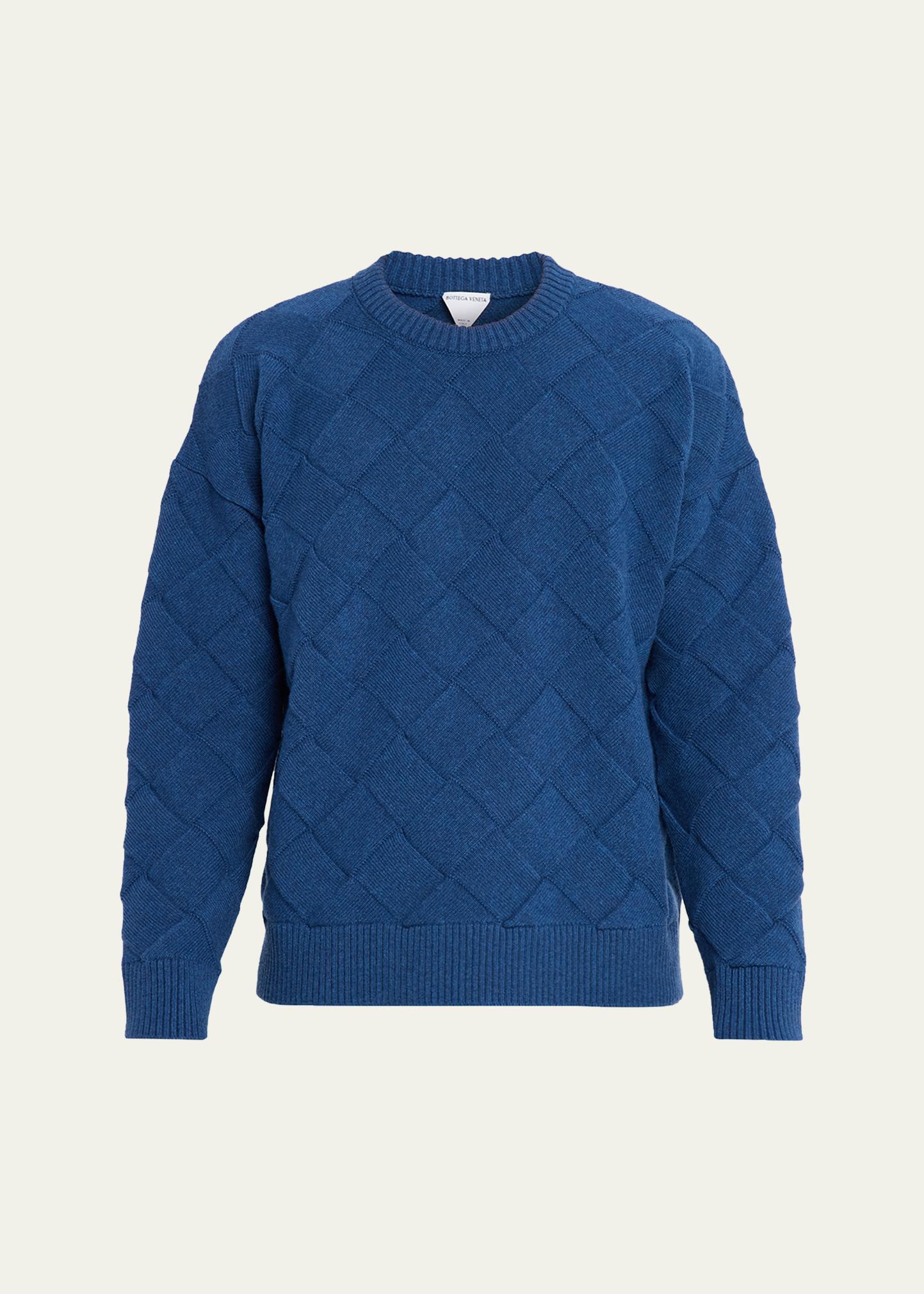BOTTEGA VENETA ネイビー　ニット セーター難あり Bottega Veneta Men's Intrecciato Wool Knit Crewneck Sweater