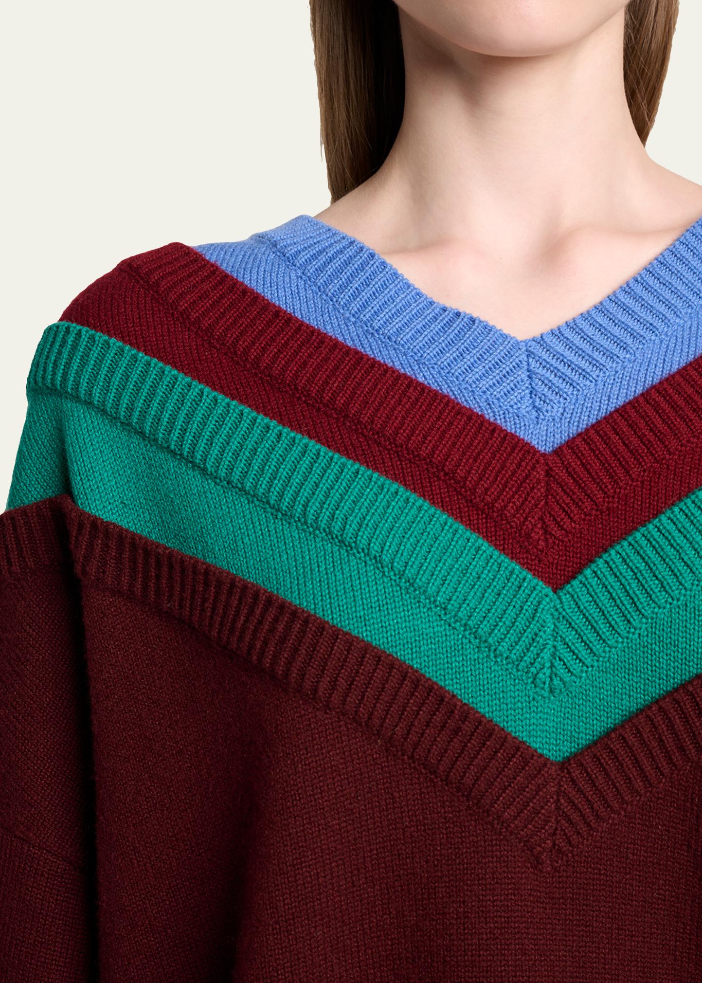 LOEWE x Albers Layered V-Neck Wool Sweater - Bergdorf Goodman