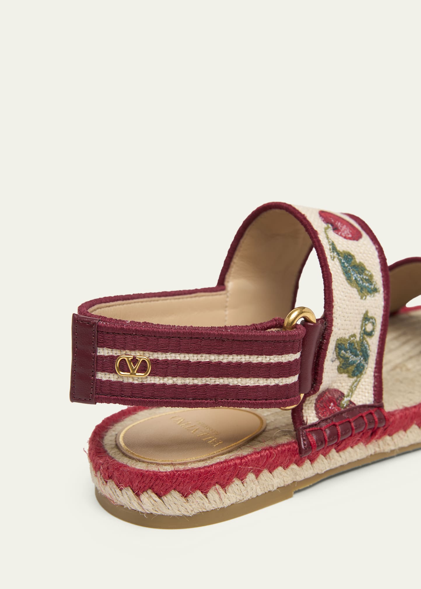 Valentino Garavani Tomato Embroidered Slingback Espadrille Sandals