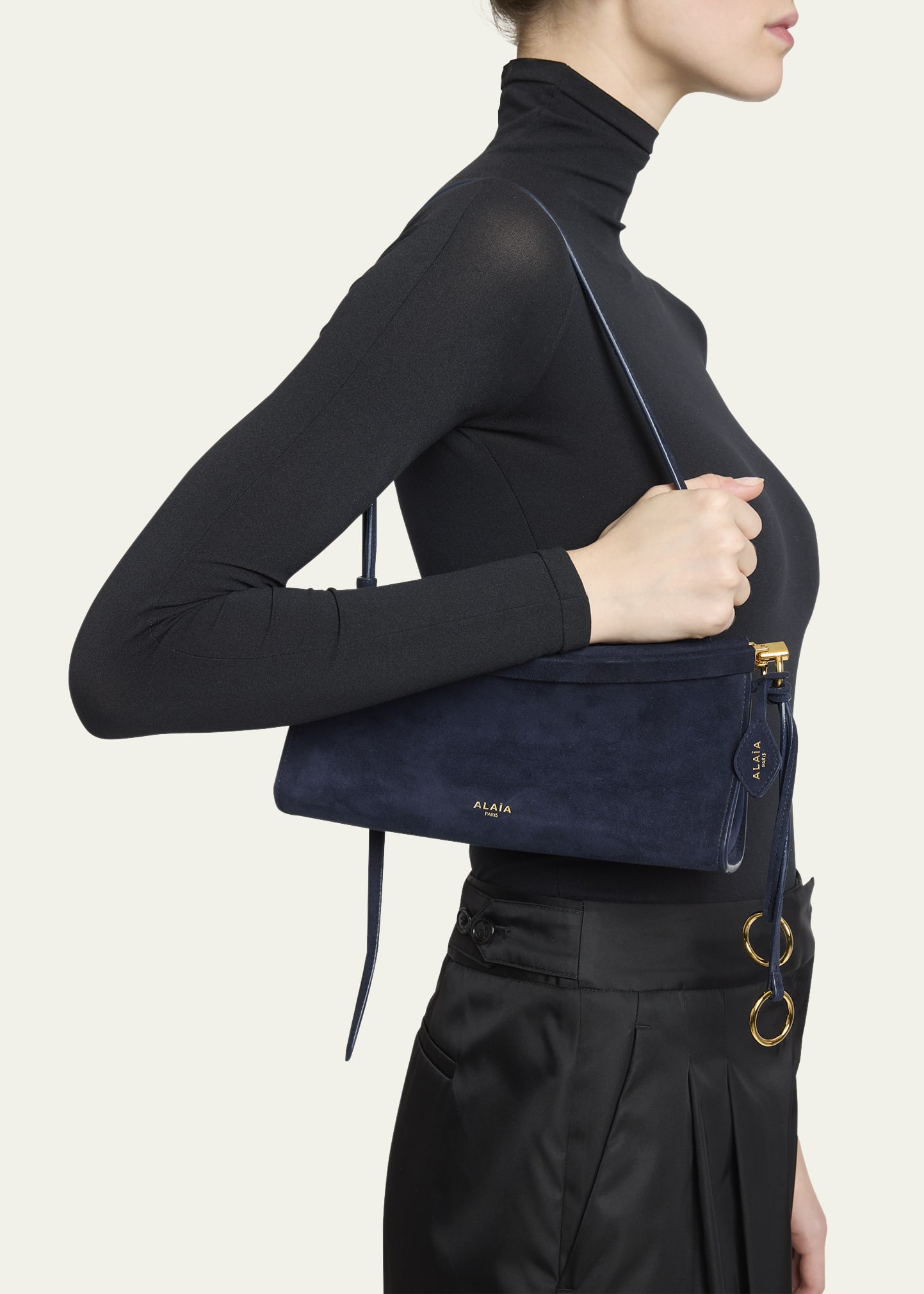ALAIA Le Click East-West Suede Shoulder Bag - Bergdorf Goodman