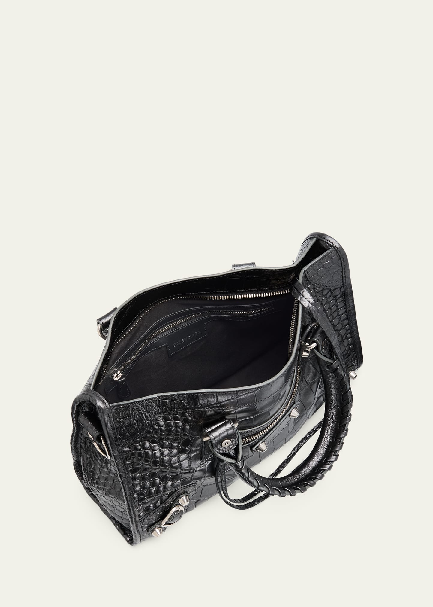 Balenciaga Le City Small Croc-Embossed Leather Top-Handle Bag