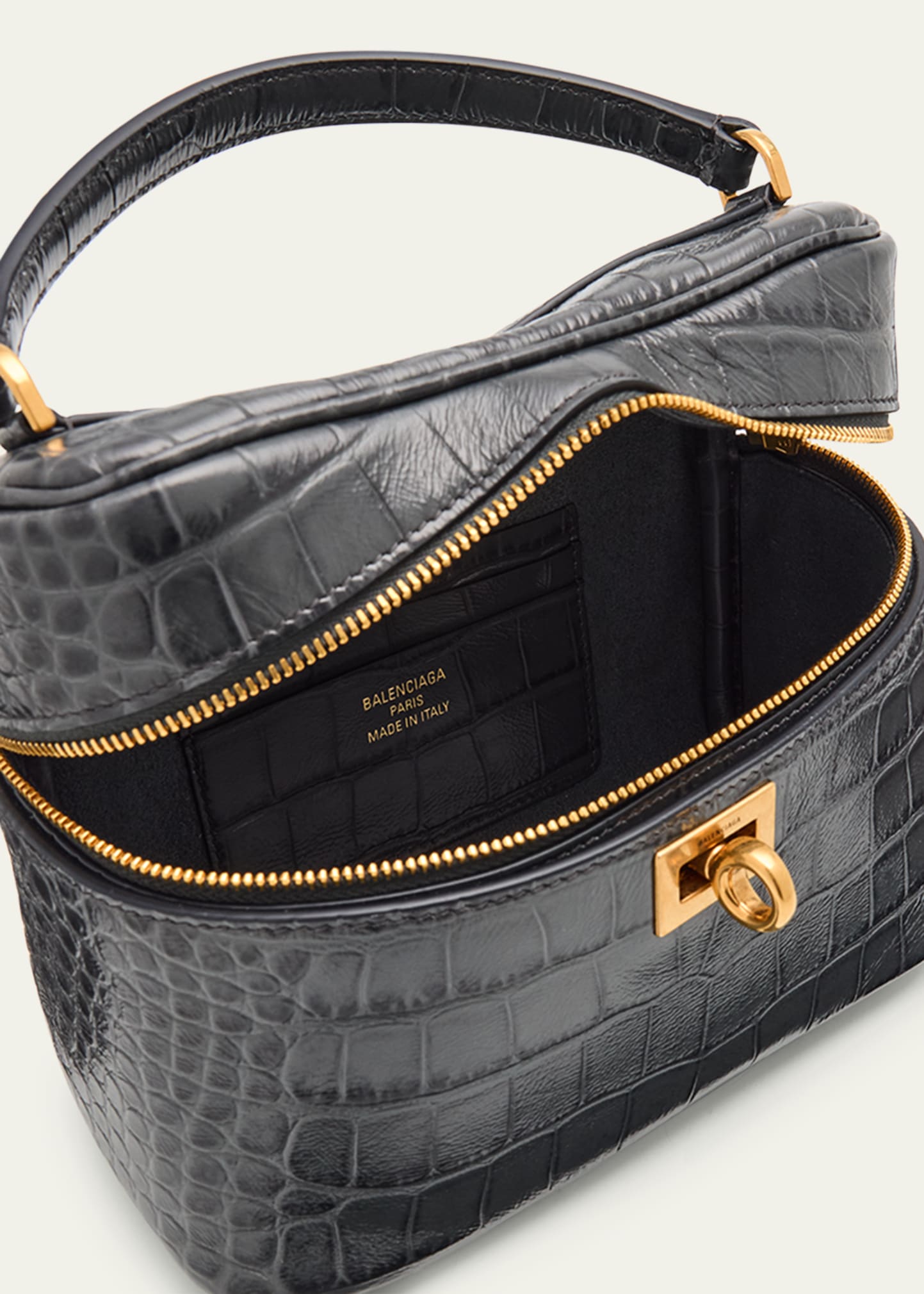 Balenciaga Rodeo Croc-Embossed Leather Vanity Top-Handle Bag