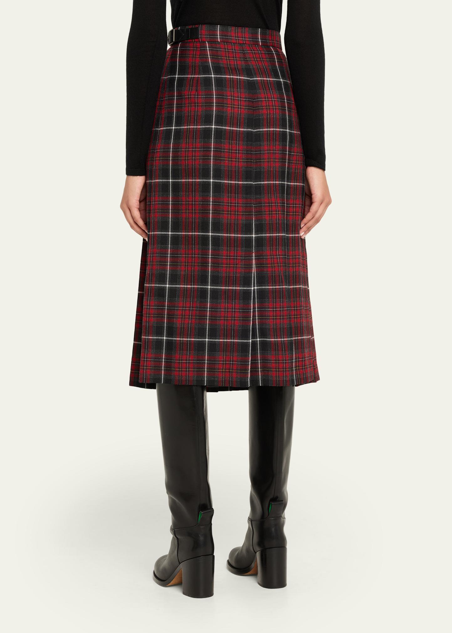 Burberry Check Pleated Wrap Midi Skirt - Bergdorf Goodman
