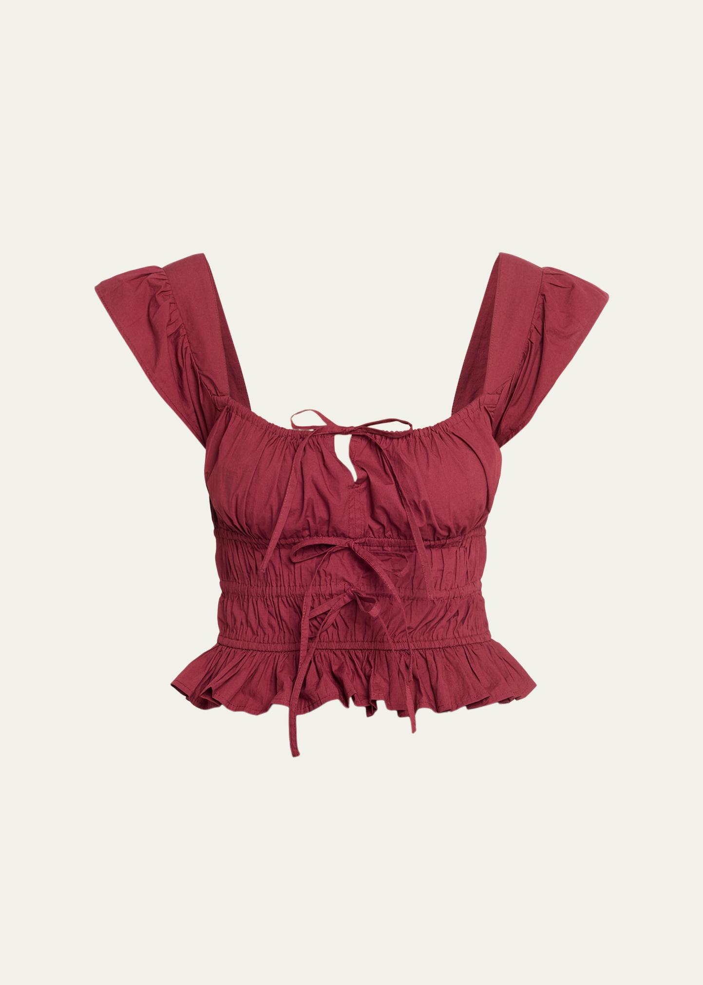 Ciao Lucia Katrin Smocked Drawstring Crop Top - Bergdorf Goodman