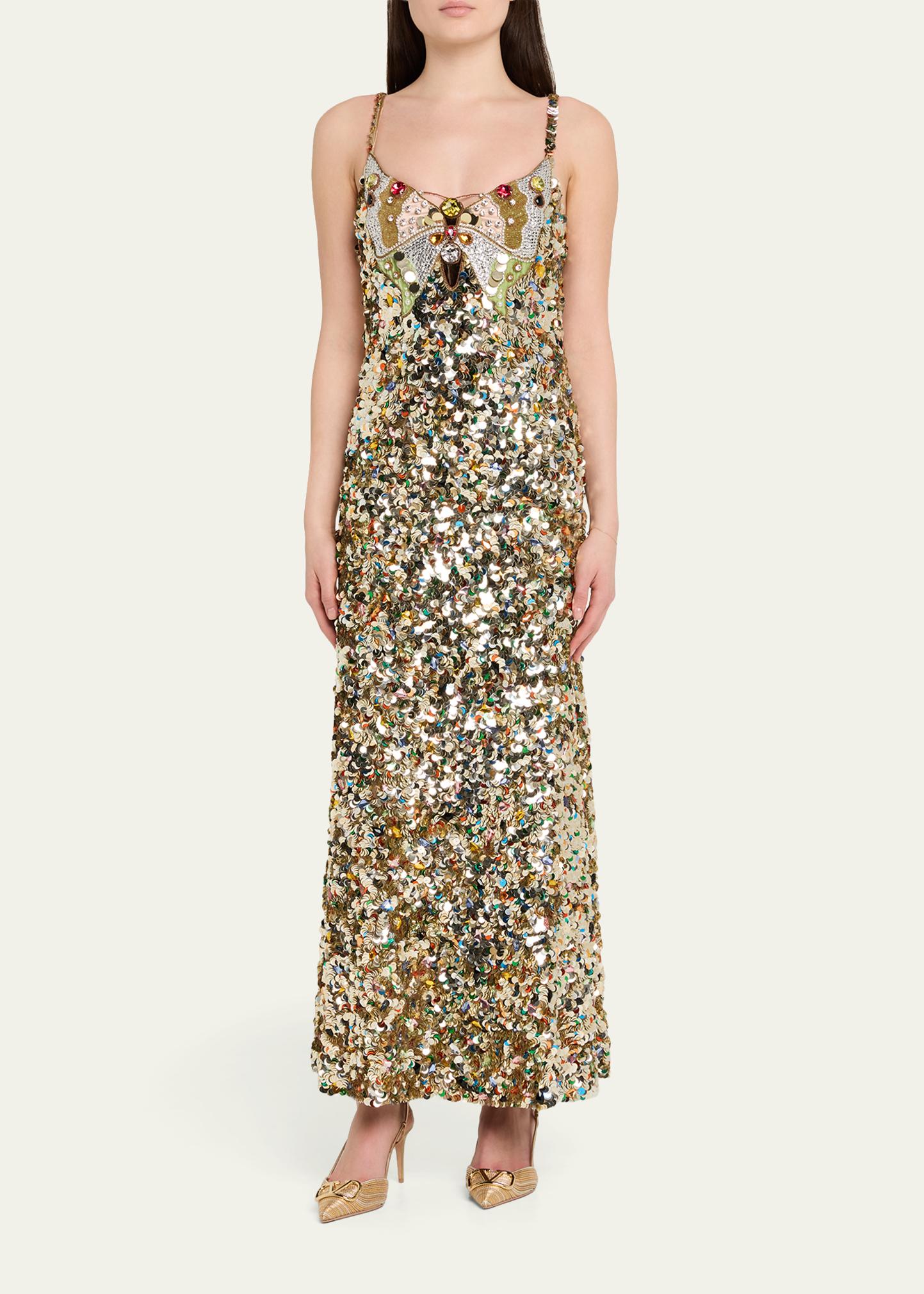 Valentino Garavani Butterfly Embroidered Tulle Maxi Dress 