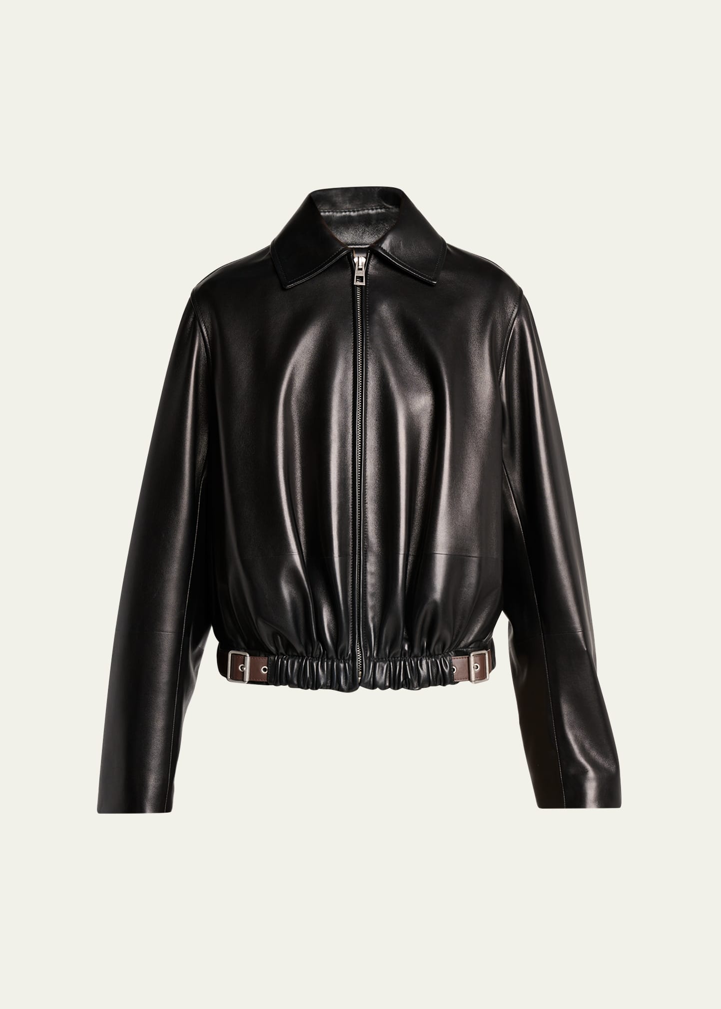 Loewe Buckle Leather Balloon Jacket - Bergdorf Goodman