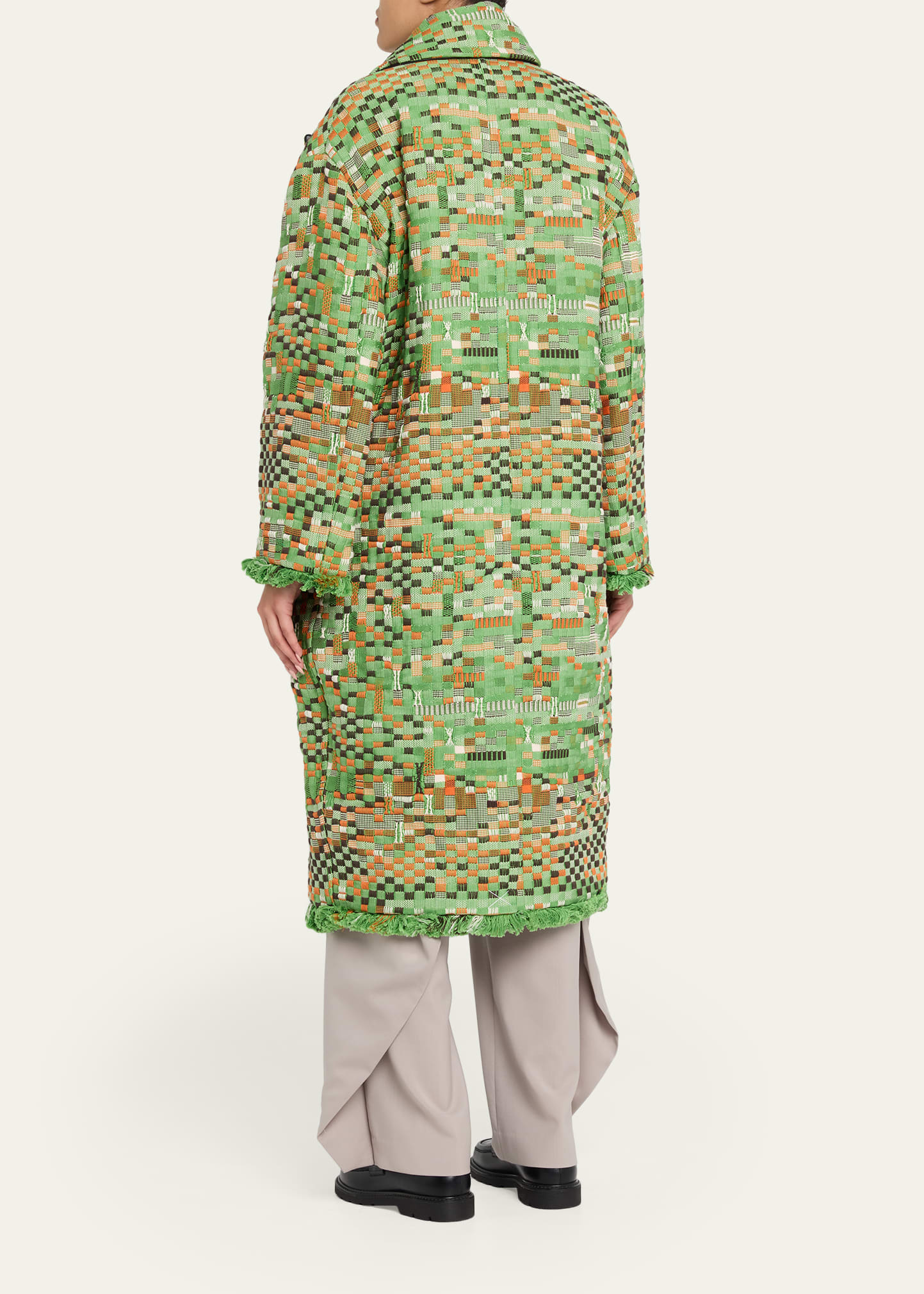 Loewe Oversized Patchwork Check Single-Breasted Coat - Bergdorf
