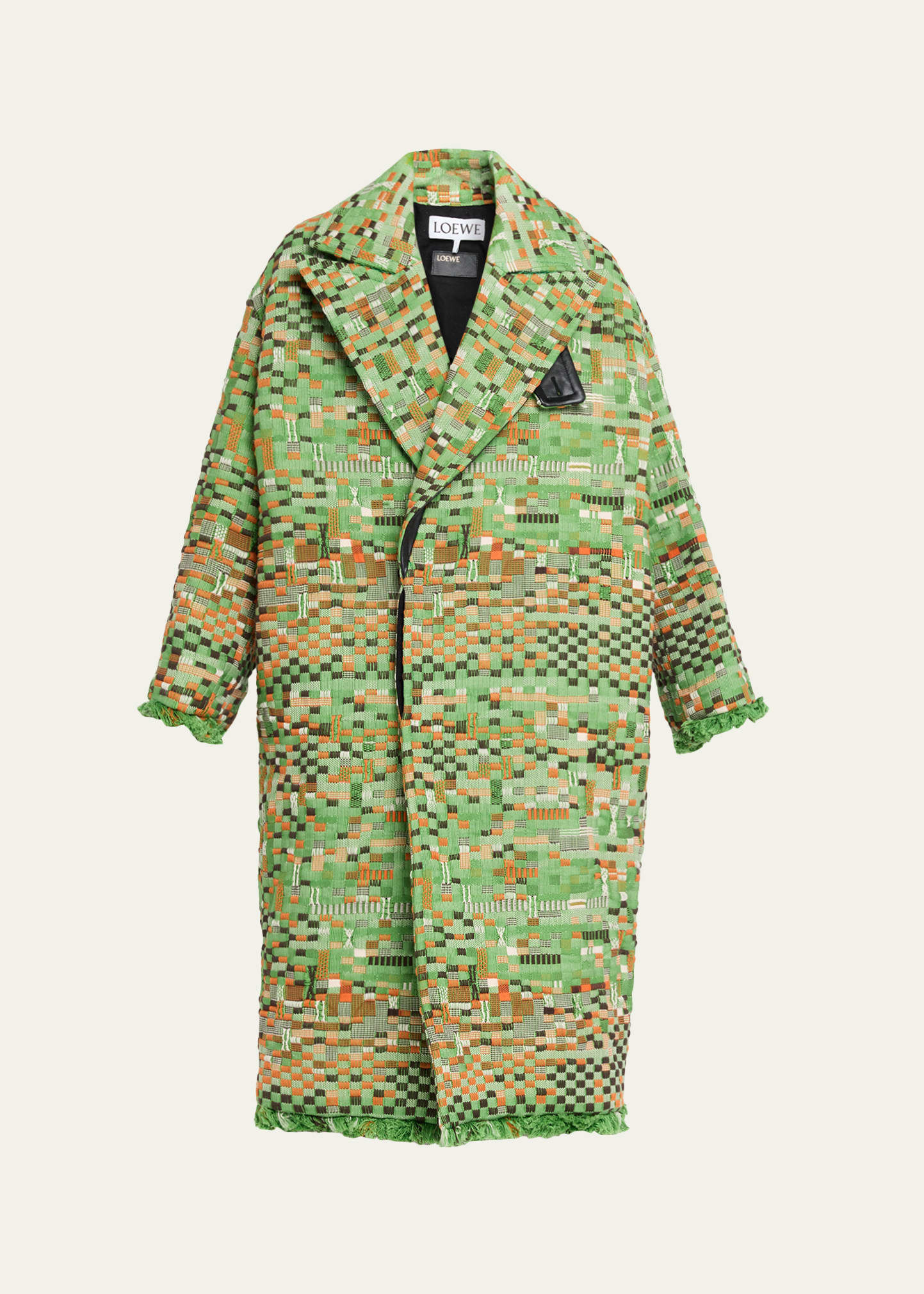 Loewe Oversized Patchwork Check Single-Breasted Coat - Bergdorf
