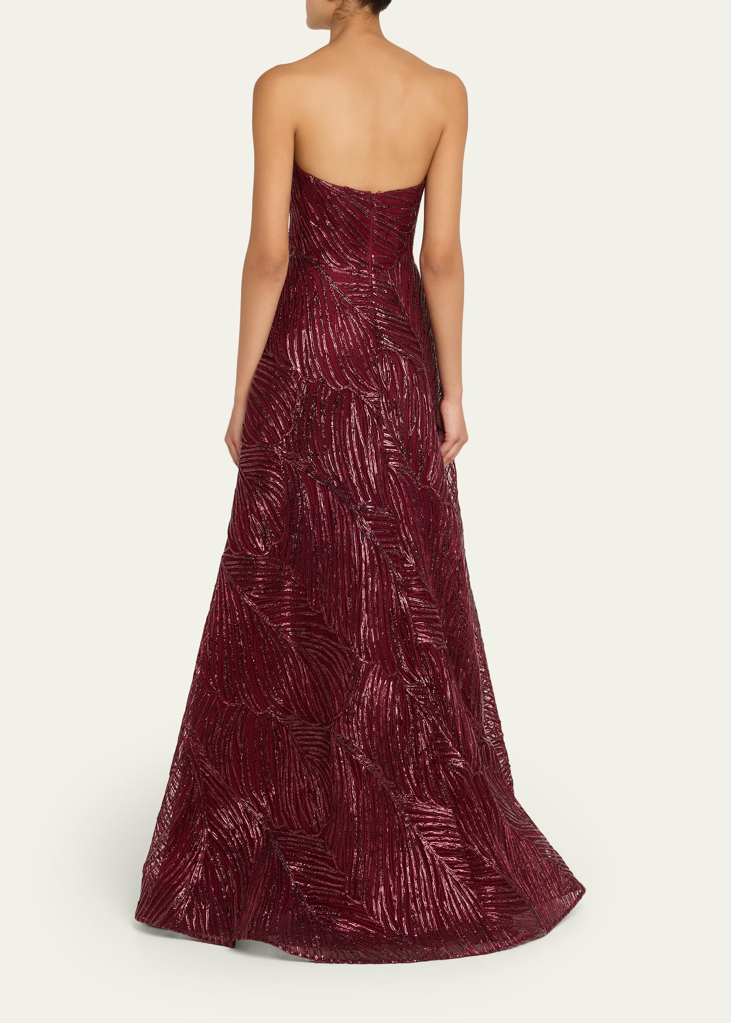 chinese dress ladies METALLIC RAFFIA STRAPLESS FULL SKIRT GOWN