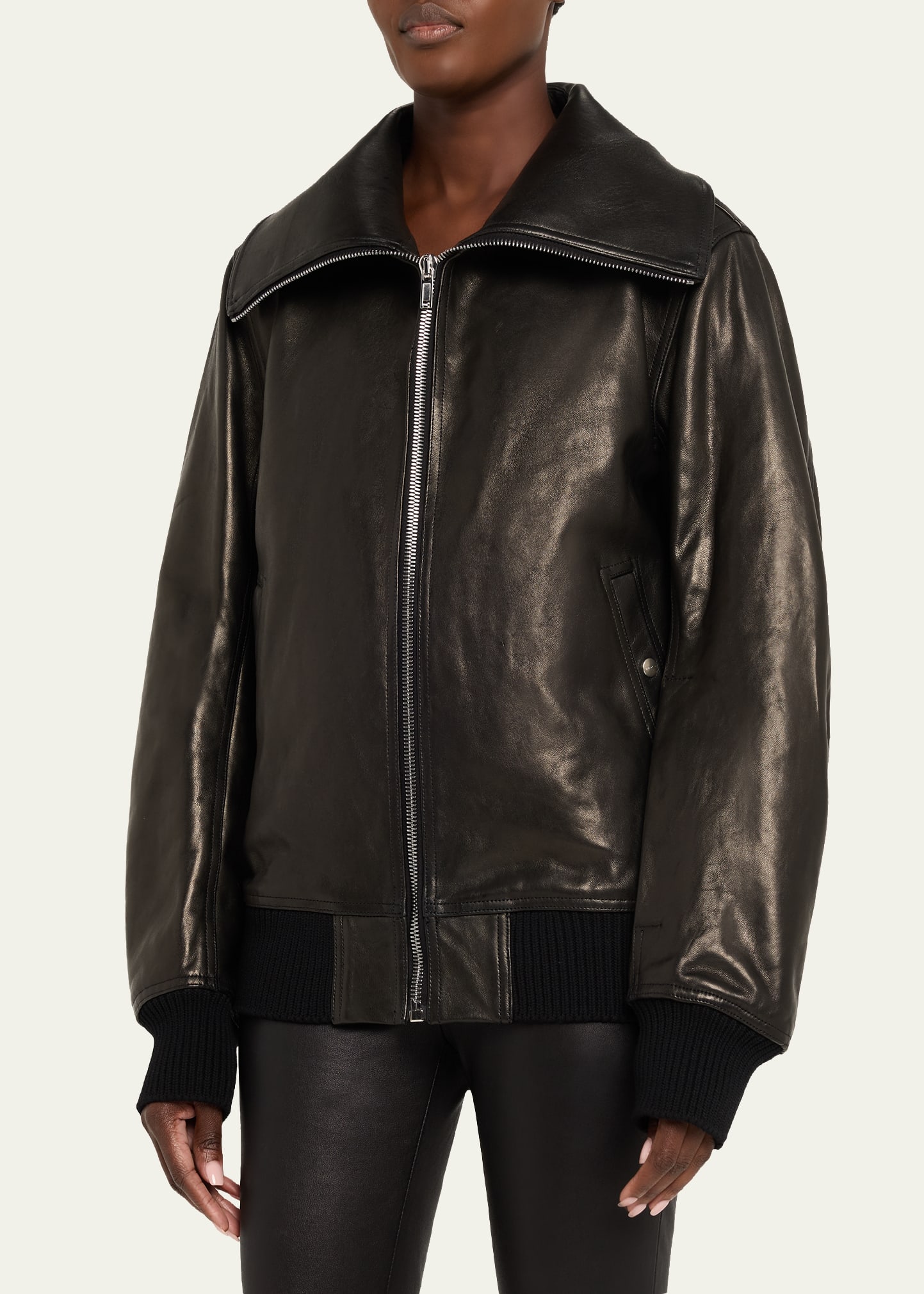 DRKSHDW RICK OWENS Oversized Leather Bomber Jacket - Bergdorf Goodman