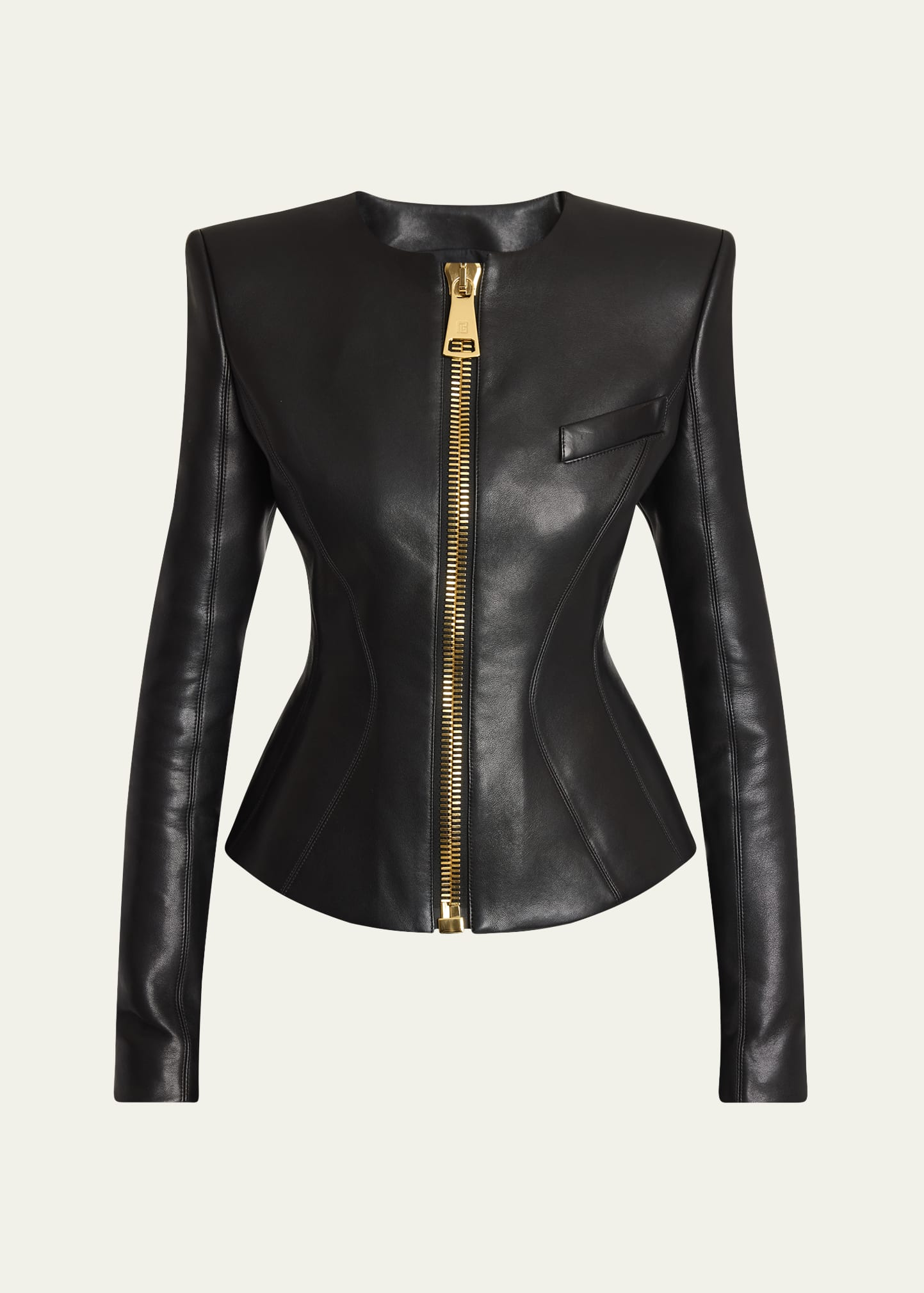 Balmain Fitted Lambskin Leather Jacket - Bergdorf Goodman
