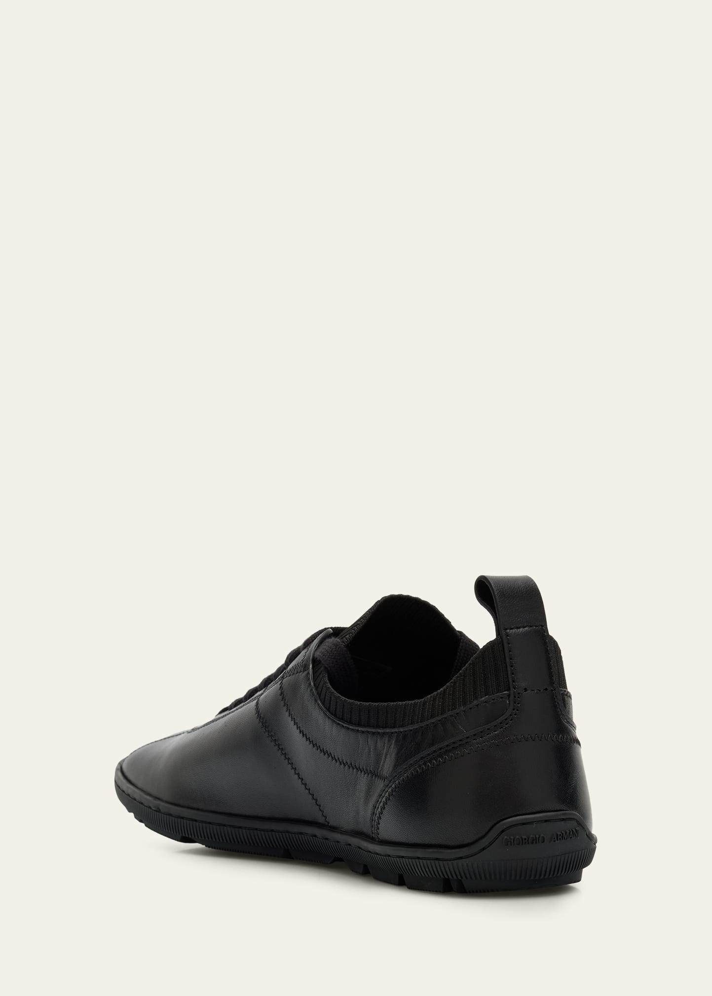 Giorgio Armani Men's Leather Tonal Knit Low-Top Sneakers
