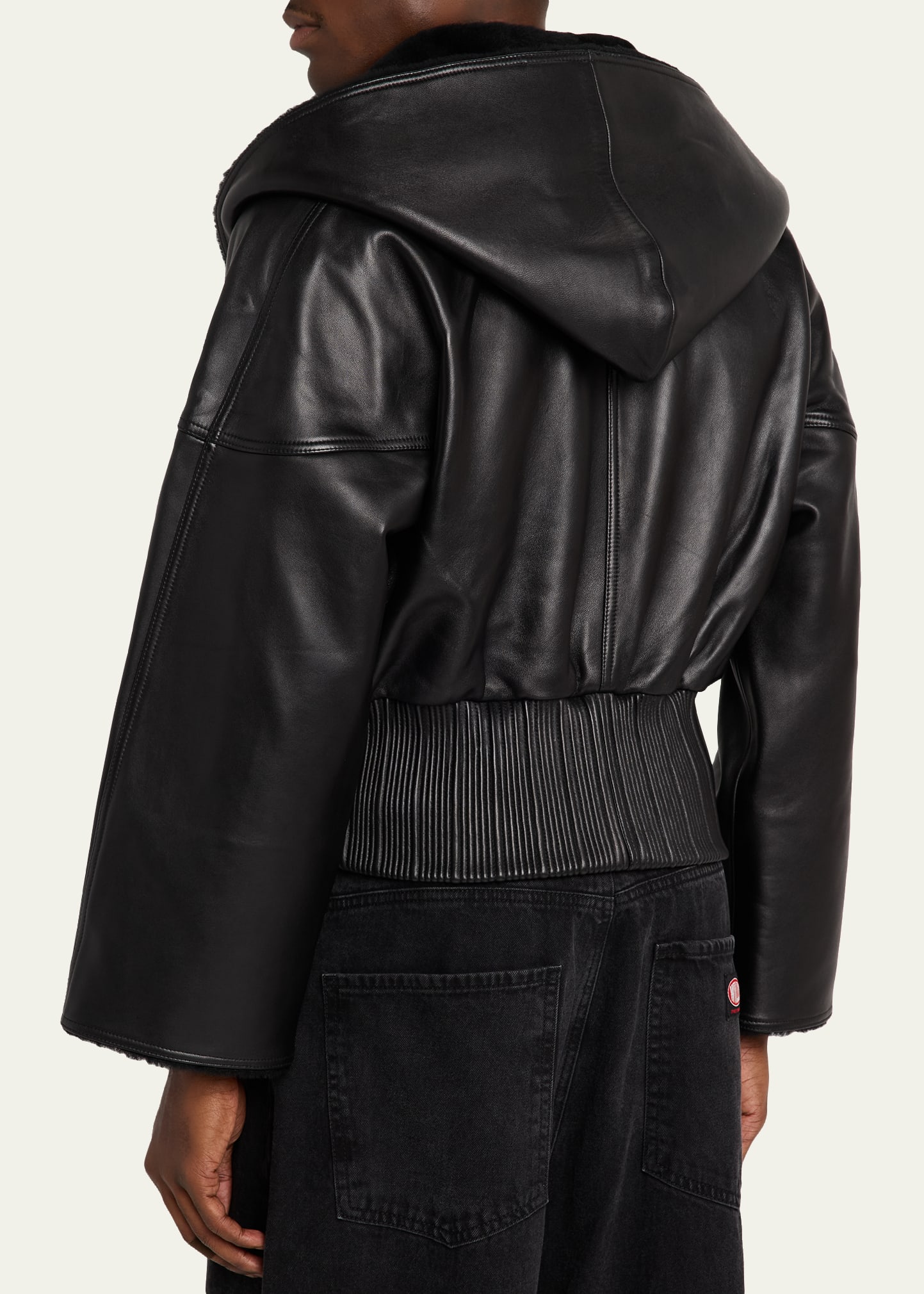 Willy Chavarria Men's Faux-Fur Hood Leather Moto Jacket - Bergdorf