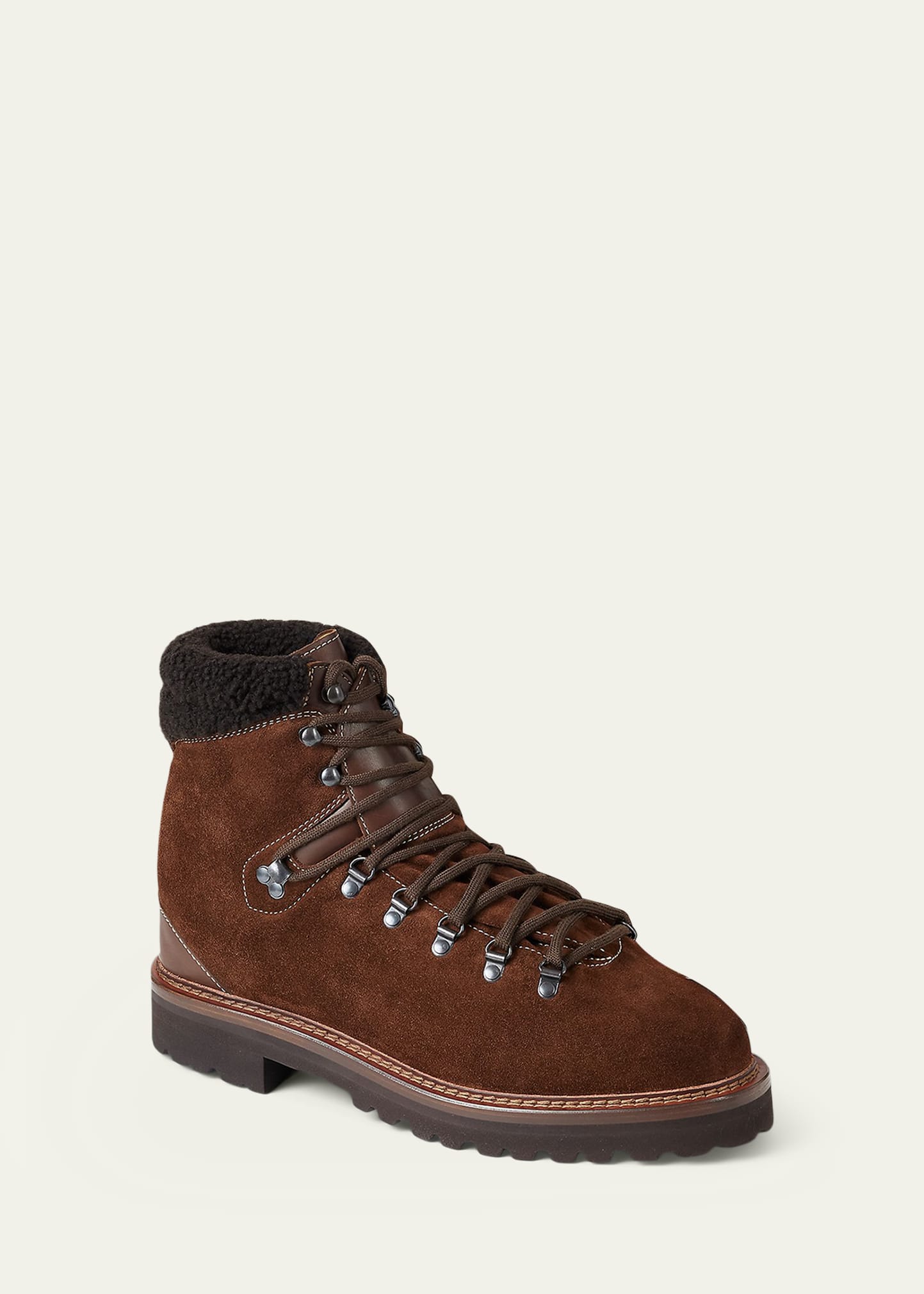 Ralph Lauren Purple Label Halpin Shearling-Trim Calf-Suede Boot