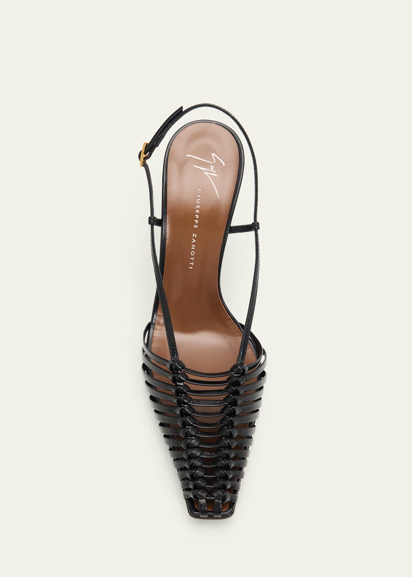 Giuseppe Zanotti 90mm Woven Leather Slingback Pumps - Bergdorf Goodman