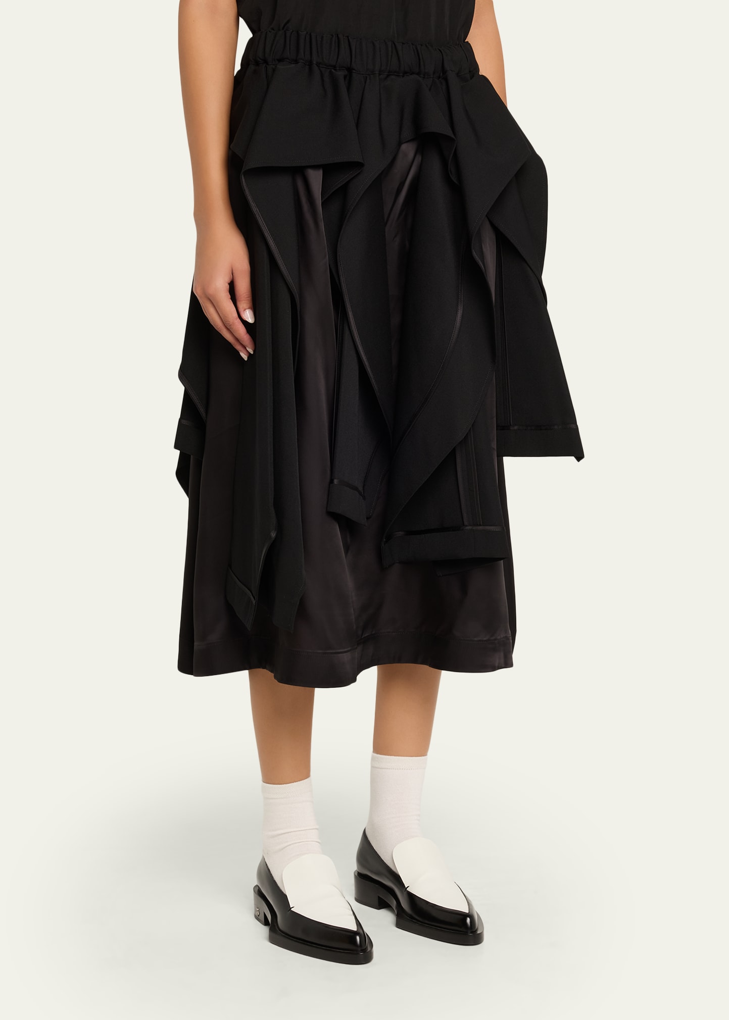 Noir Kei Ninomiya Deconstructed Wool Gabardine Midi Skirt