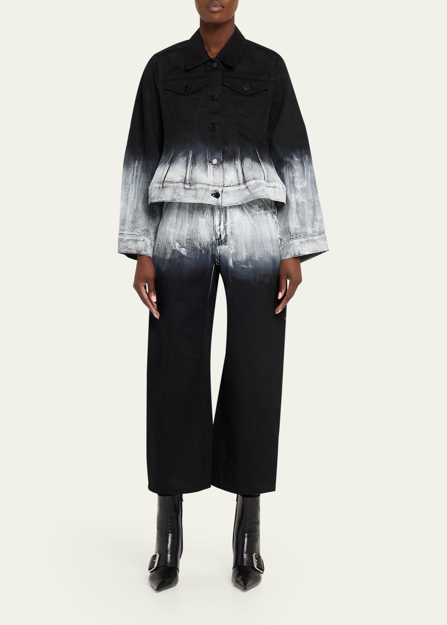 Melitta Baumeister Painted Glow Cropped Ombre Denim Jacket