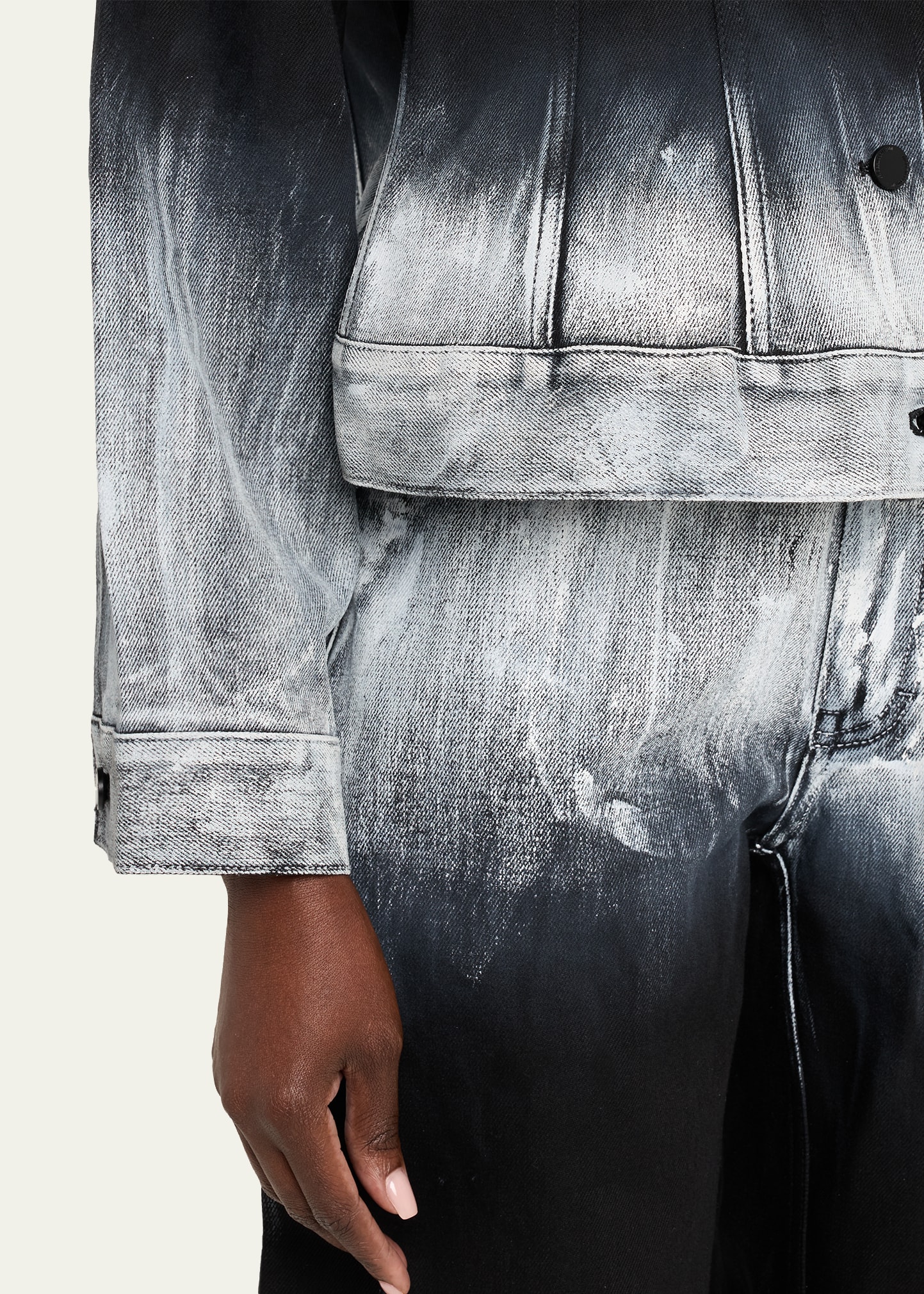 Melitta Baumeister Painted Glow Cropped Ombre Denim Jacket