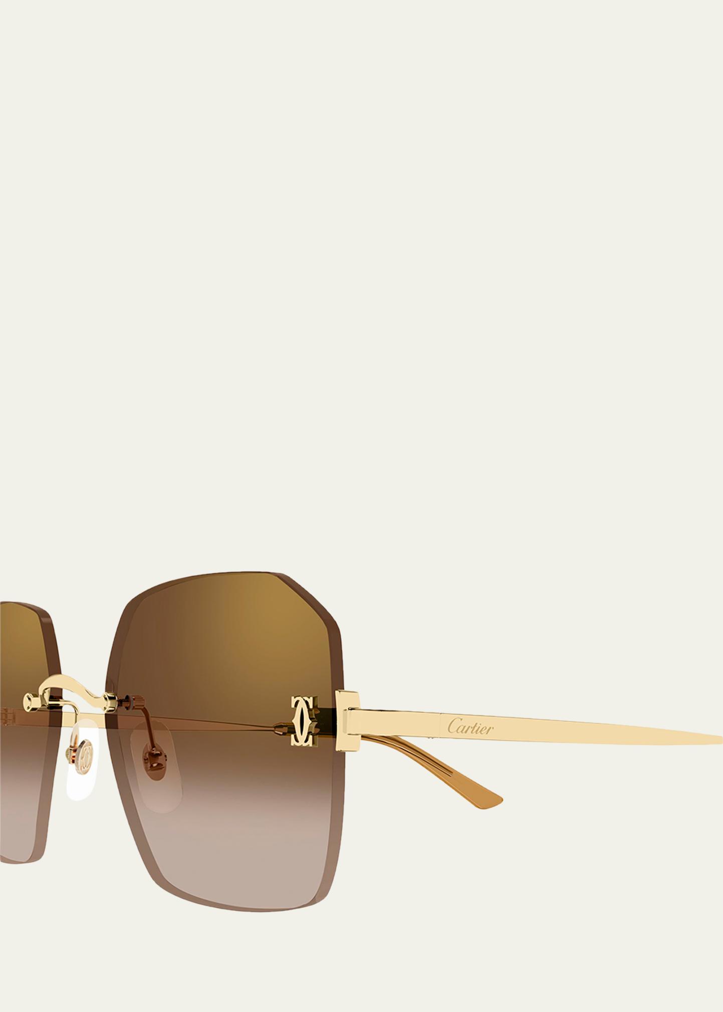 Cartier C de Cartier Rectangular Metal Sunglasses - Bergdorf Goodman