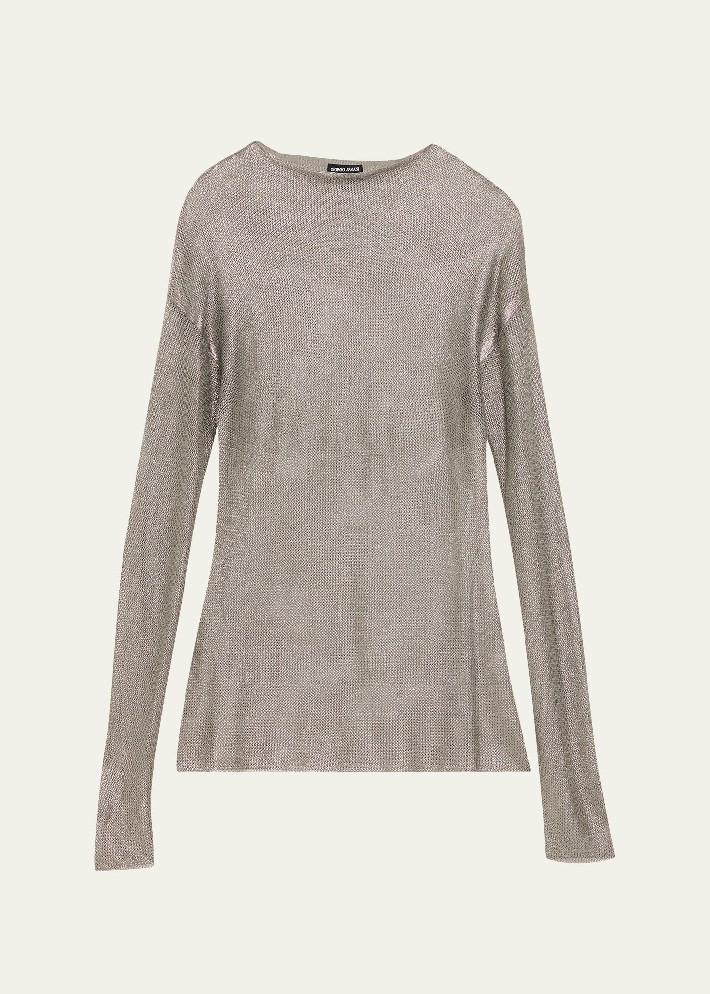 Giorgio Armani Laminated Mesh Long-Sleeve Top - Bergdorf Goodman