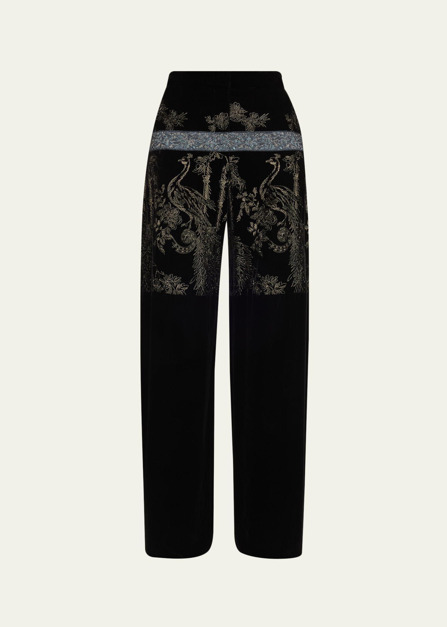 Giorgio Armani Metallic Embroidered Velvet Wide-Leg Trousers