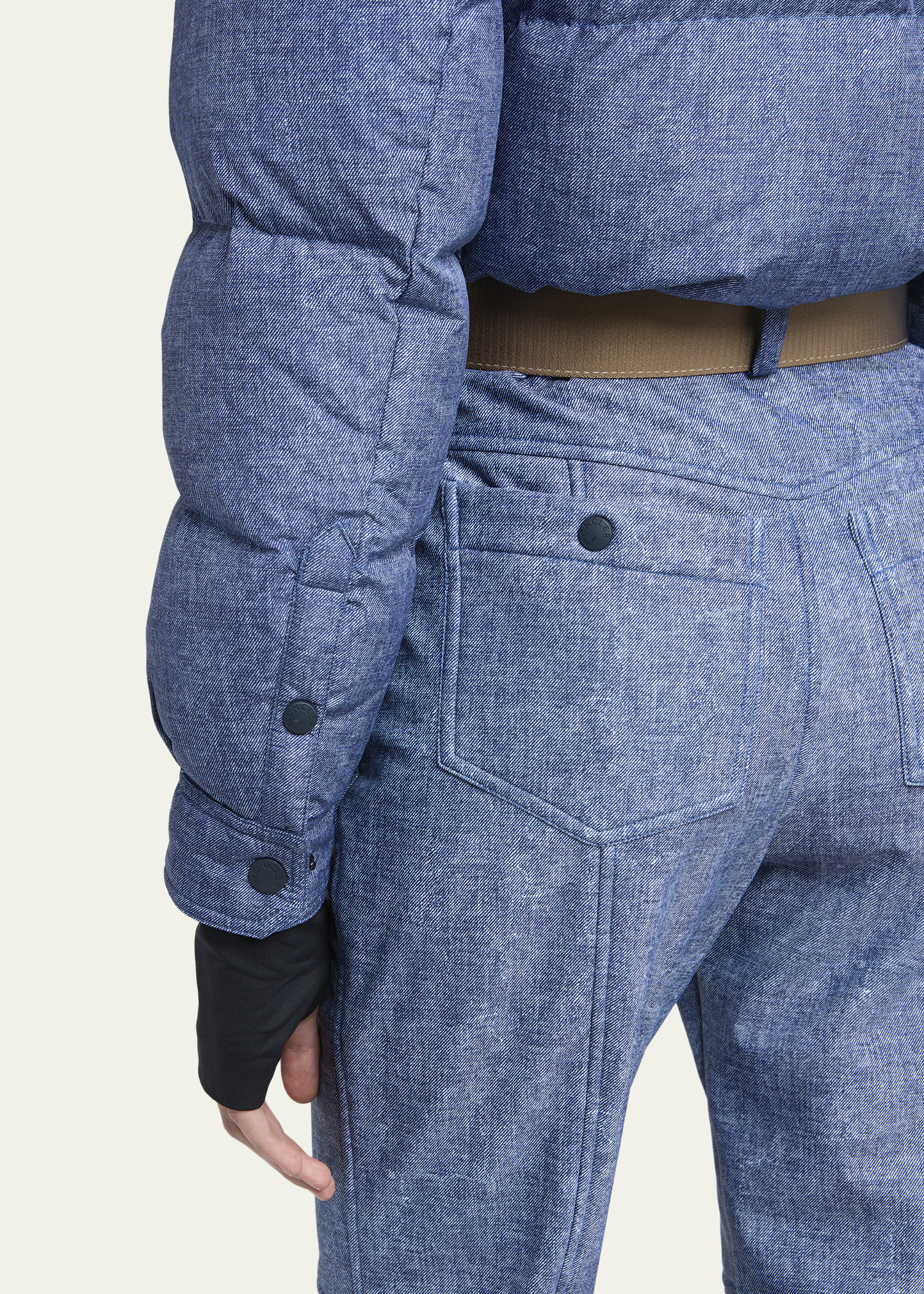 Moncler Grenoble Shearling-Trim Down Denim Ski Suit - Bergdorf Goodman