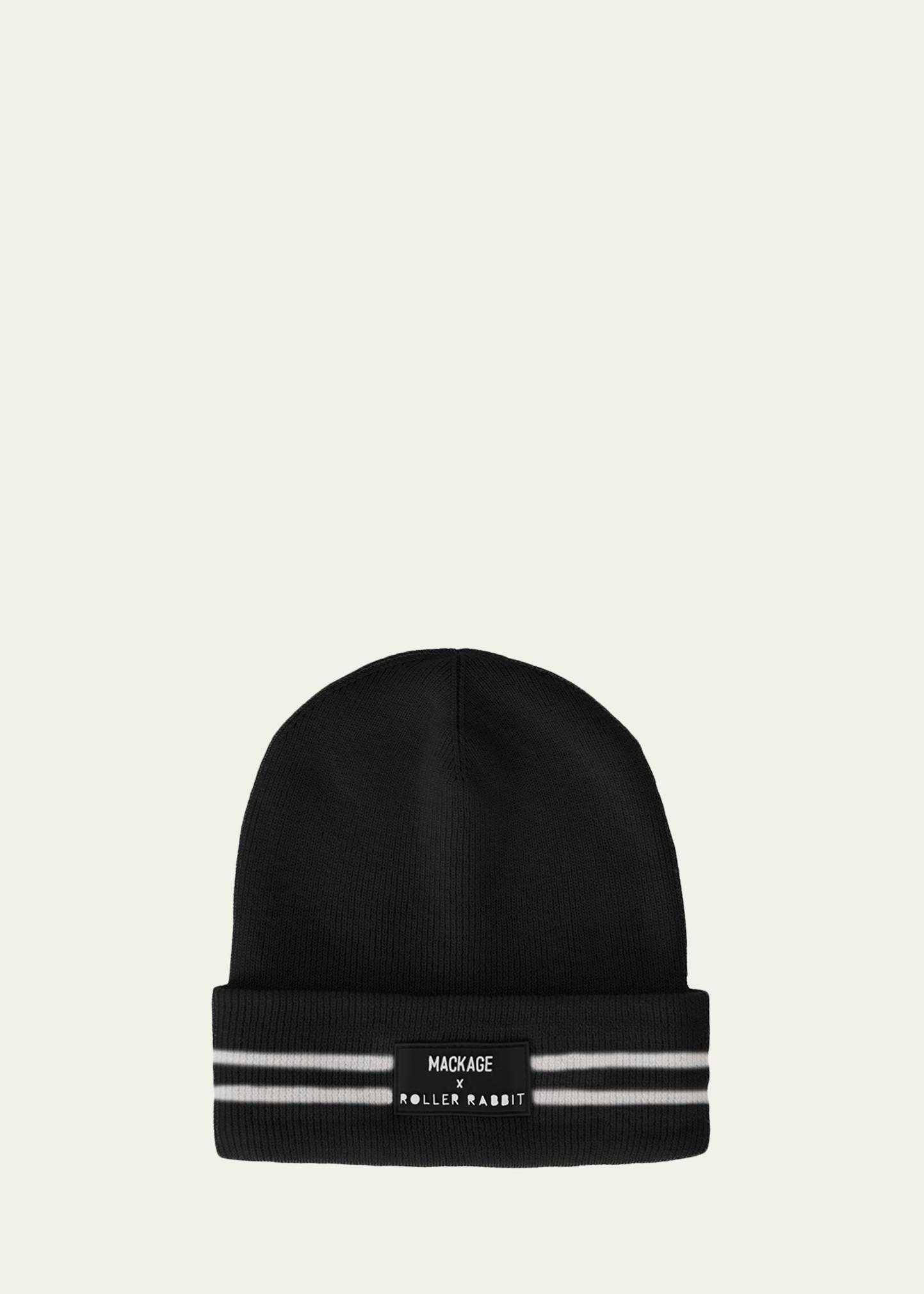 Mackage Black and White Logo Beanie Mackage Jude Hand-Knit Logo Beanie with Ribbed Cuff  main image 4