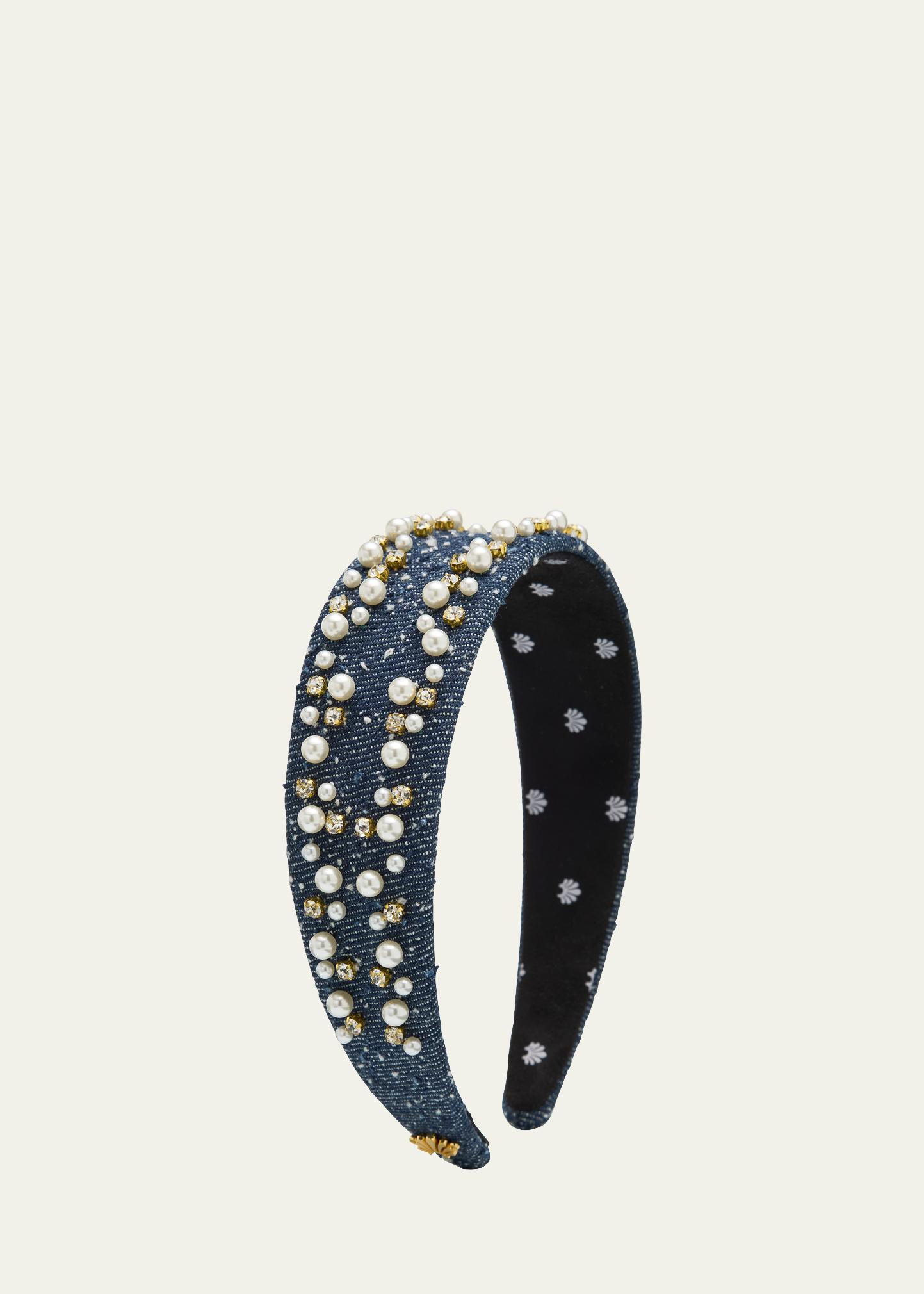 Lele Sadoughi Denim Crystal Headband LELE SADOUGHI DENIM CANDY JEWELED HEADBAND | eBay main image 2