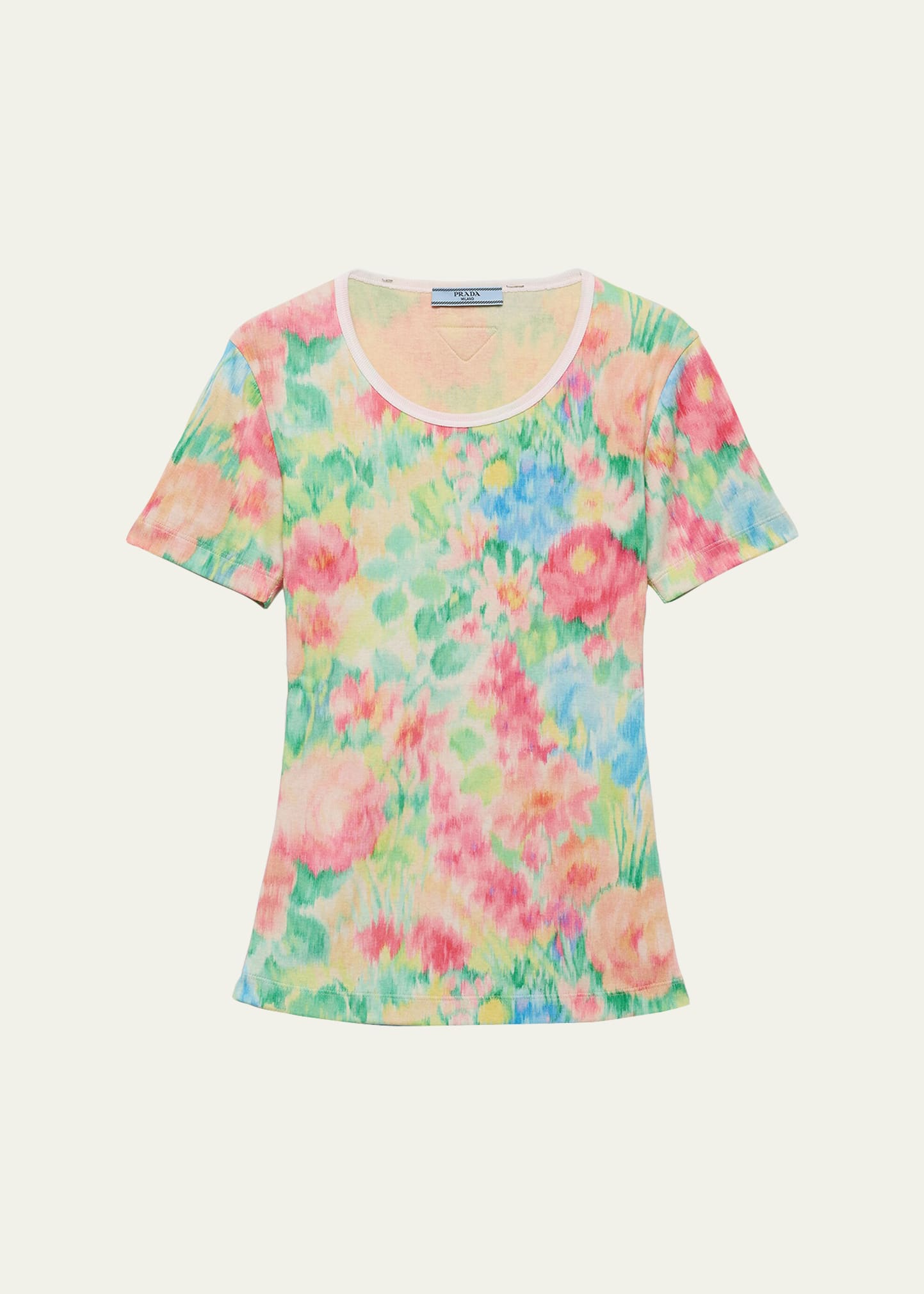 Prada Costina Flower-Print Short-Sleeve Top - Bergdorf Goodman