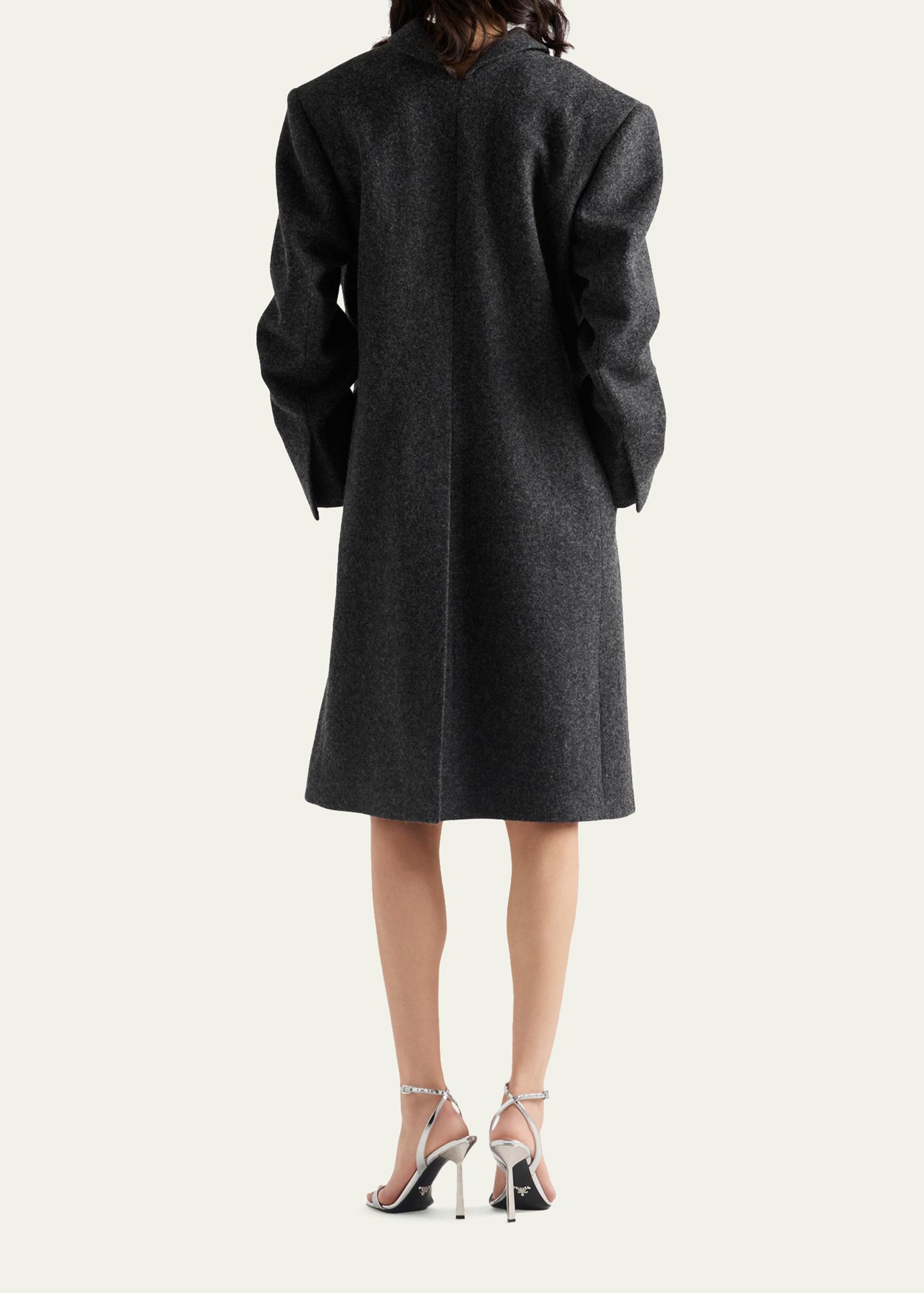 Prada Long Wool Coat with Pearl Buttons - Bergdorf Goodman