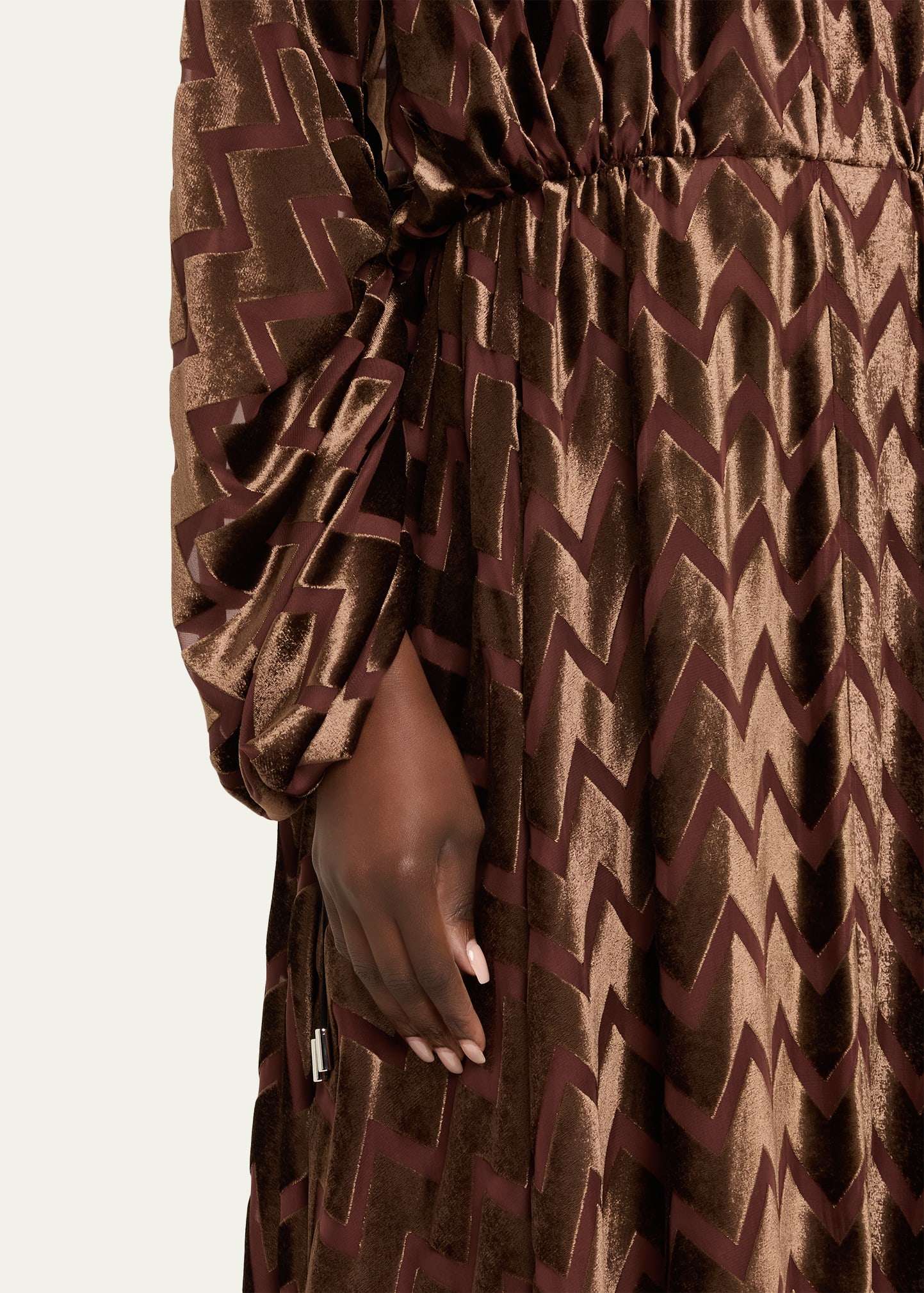 Lanvin Zig Zag Devore Velvet Midi Dress - Bergdorf Goodman
