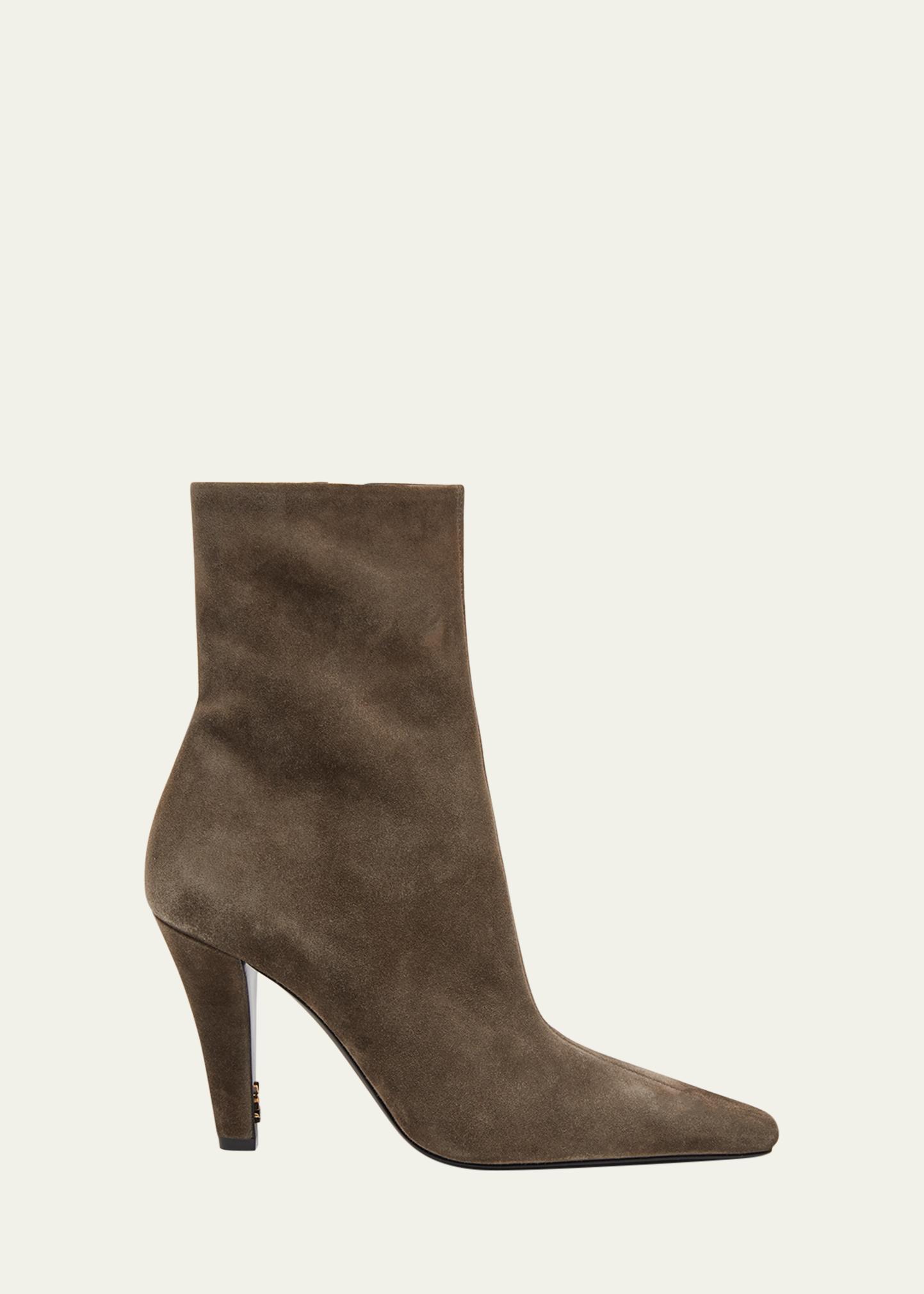 SAINT LAURENT モカシン　ショートブーツ Saint Laurent 95mm Jill Suede Ankle Booties - Bergdorf Goodman