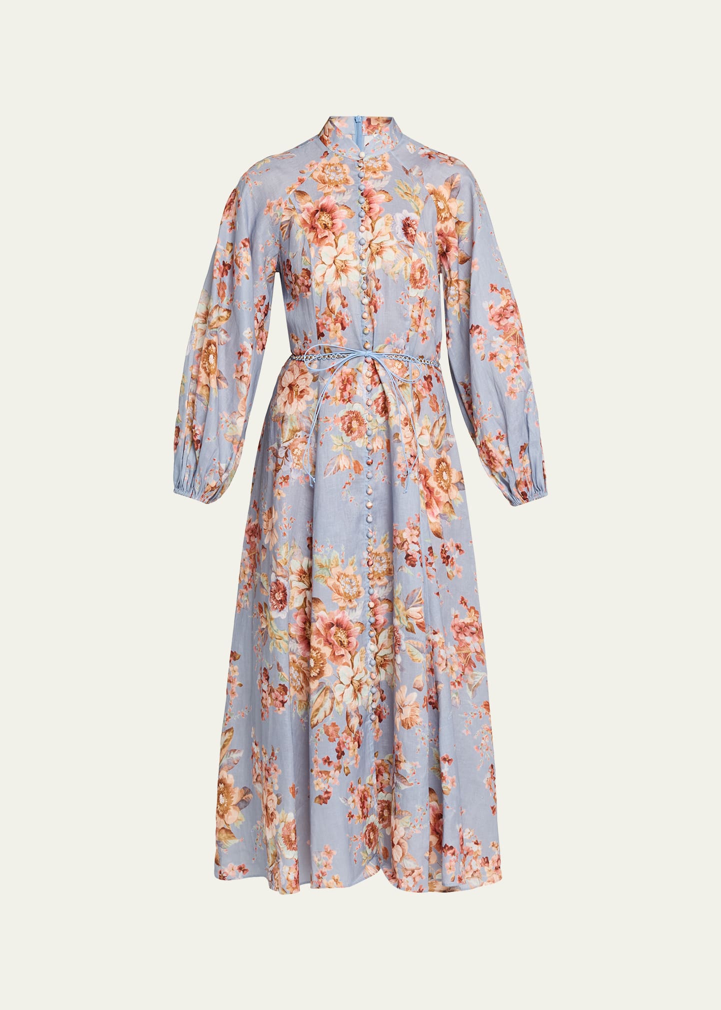 zimmermann raie billow sleeve midi dress Zimmermann - Raie Billow linen midi-dress Ivory