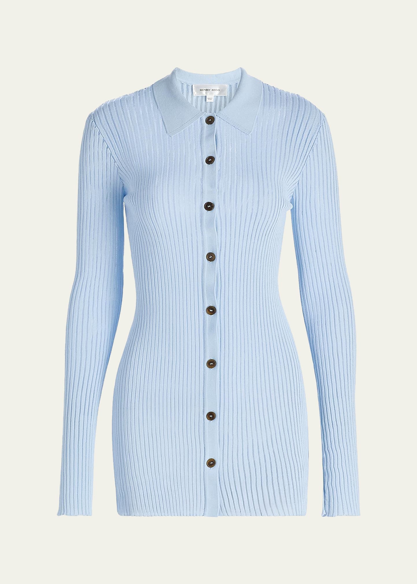 Ronny Kobo Denzel Ribbed Flare-Sleeve Cardigan - Bergdorf Goodman