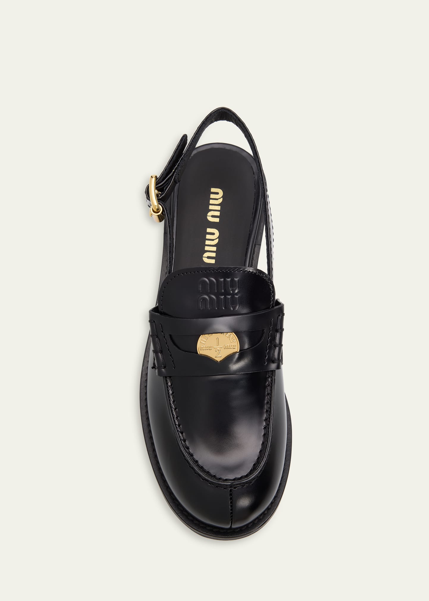 Miu Miu Spazzolato Leather Slingback Penny Loafers - Bergdorf Goodman