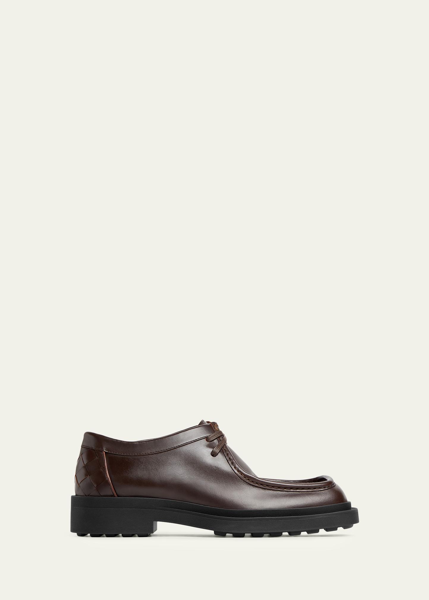 Bottega Veneta Intrecciato-Trimmed Leather Derby Shoes SZ 40 Bottega Veneta Haddock Intrecciato leather Derby shoes  main image 2