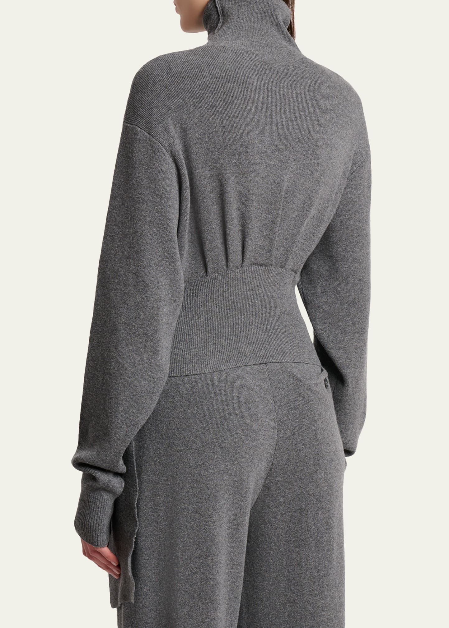 Lanvin Asymmetric Safety-Pin Gathered Cashmere Turtleneck Sweater