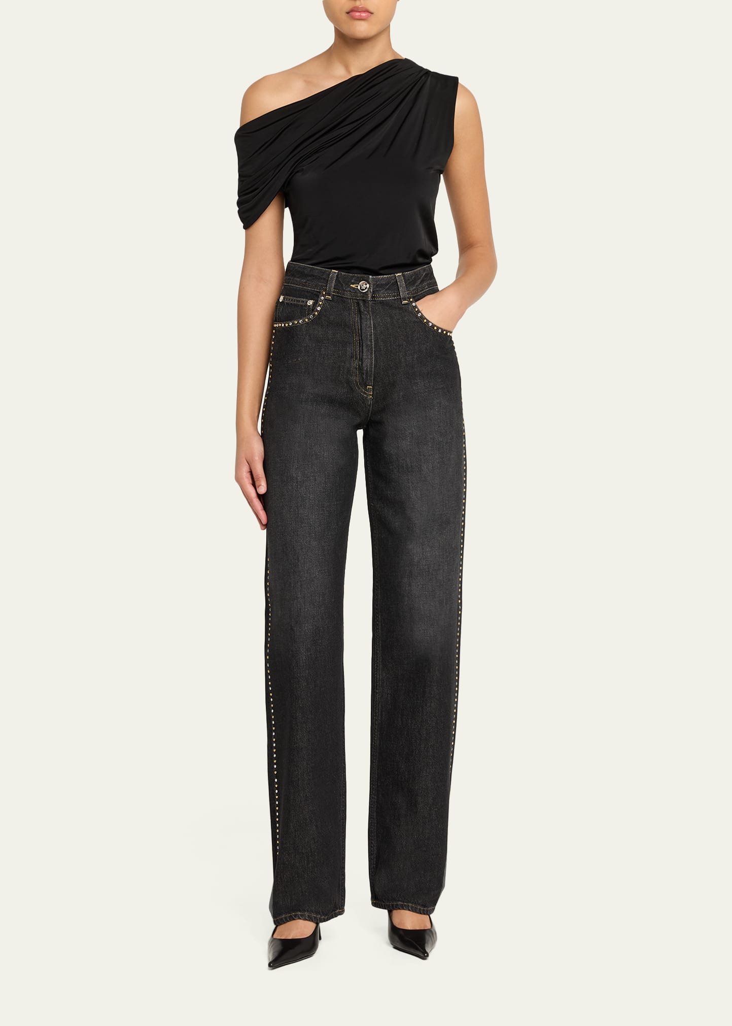 Versace Jeans Couture Embellished Straight-Leg Jeans - Bergdorf