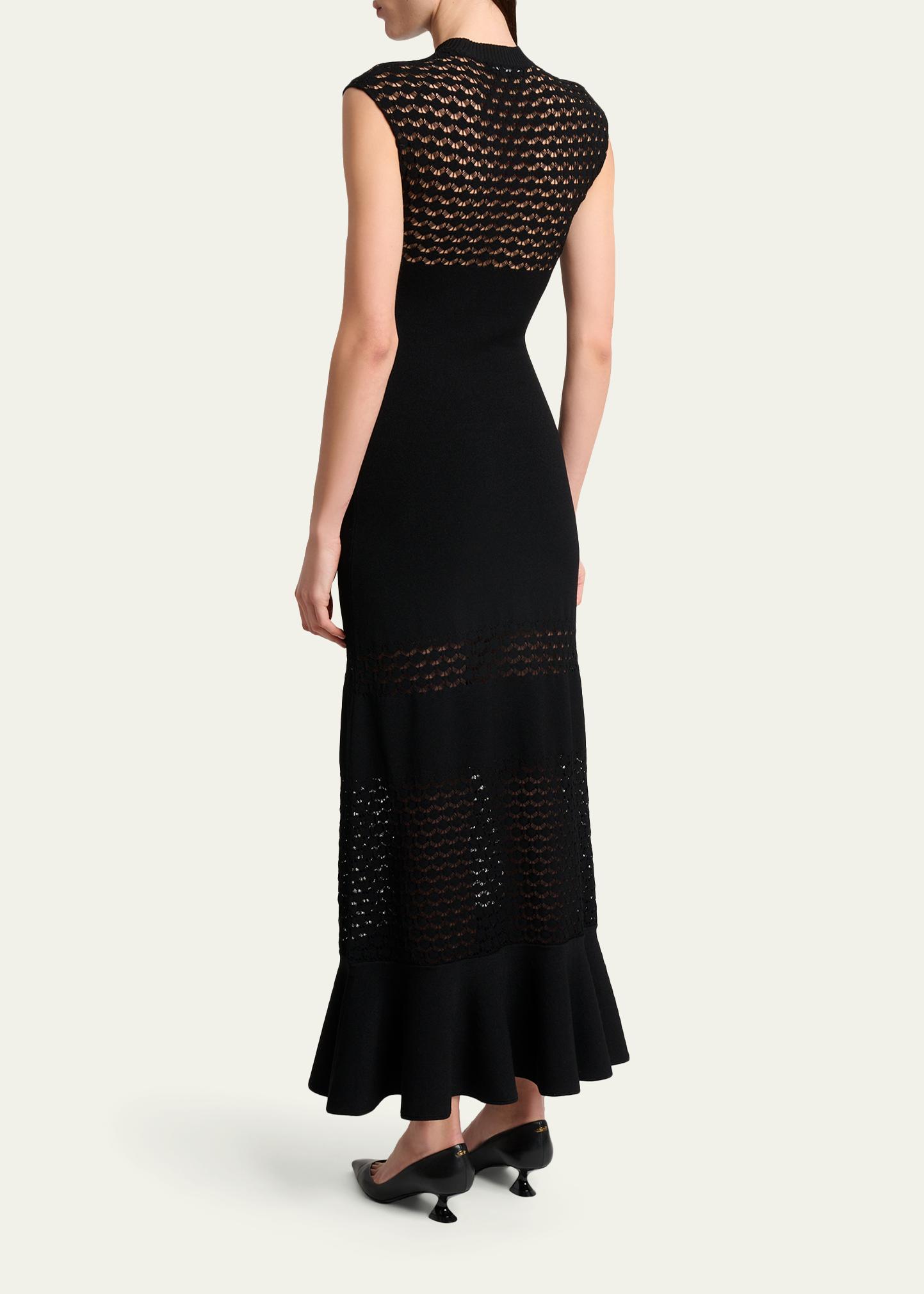 Lanvin Lace Open-Knit Ruffle Maxi Dress - Bergdorf Goodman