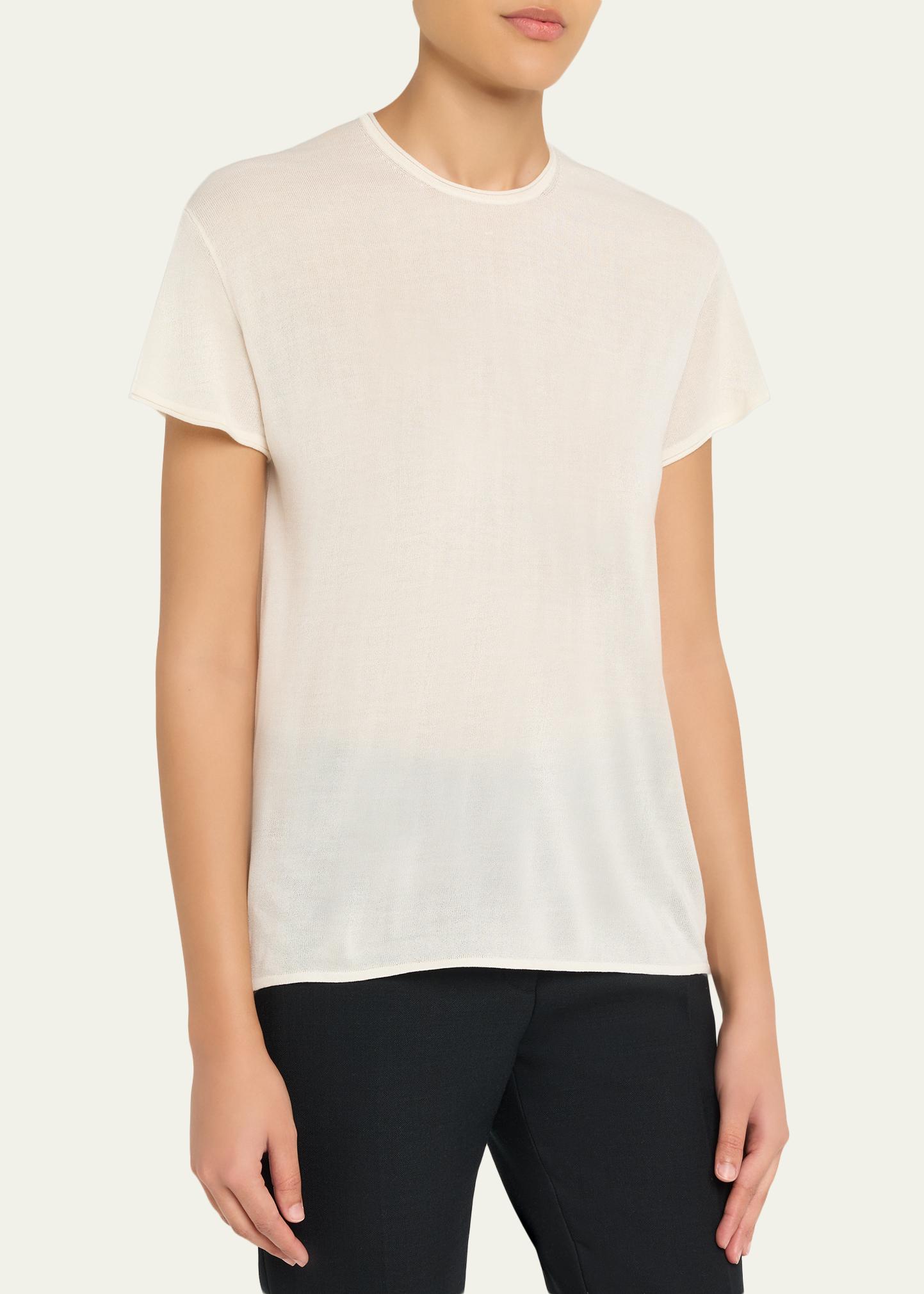 Toteme Short-Sleeved Silk and Cotton T-Shirt - Bergdorf Goodman