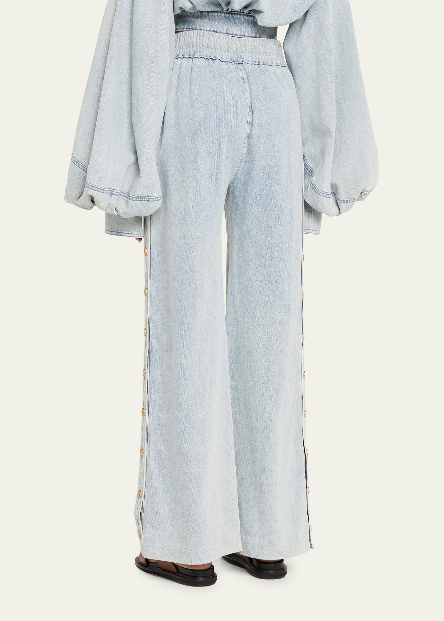 Zimmermann Denim Drawstring Snap Pants - Bergdorf Goodman