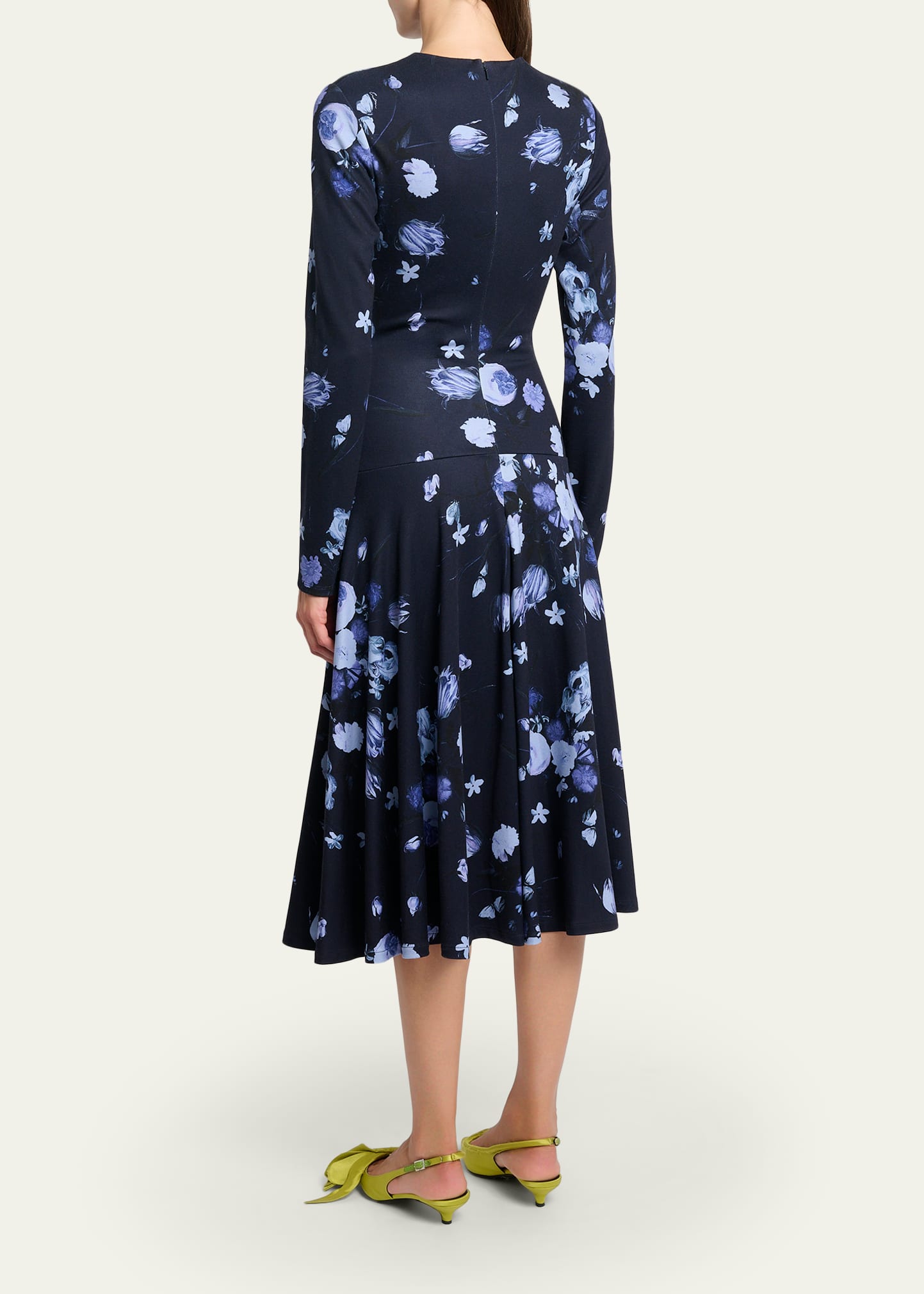 Erdem Women's Floral Gathered Midi-Dress - Dutch Flower Painting Midnight - Size 6