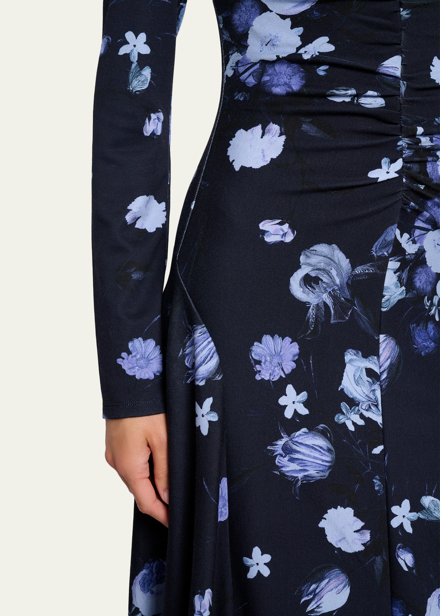 long sleeve blue floral dress Blue Floral Long Sleeve Midi Dress - All Dresses