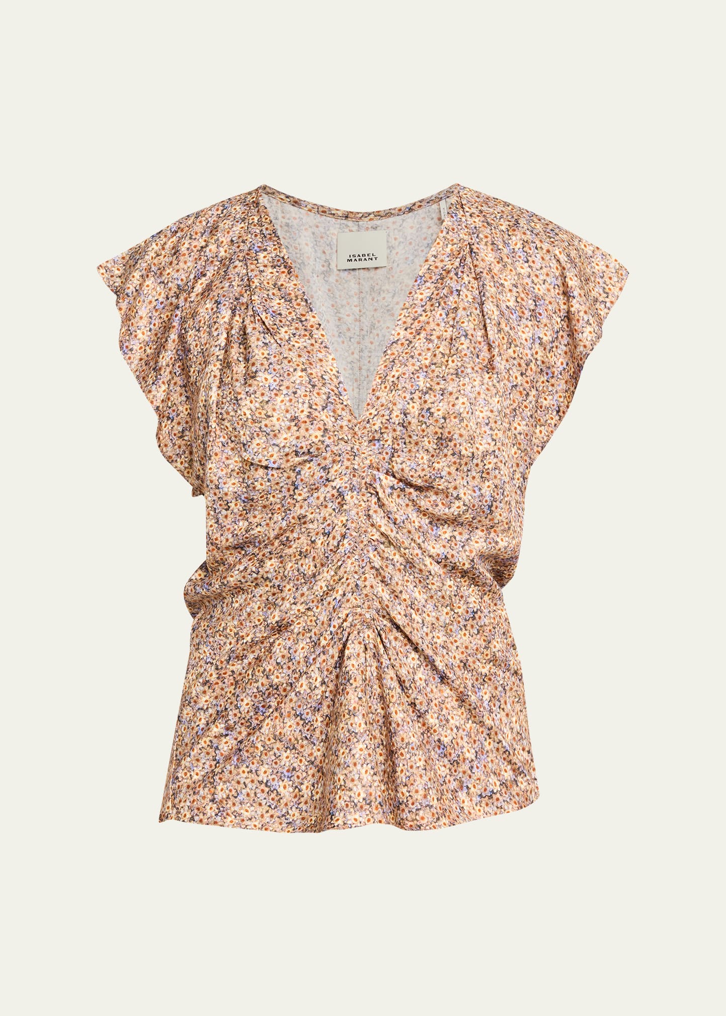 Isabel Marant Lonea Draped Floral Silk Jacquard Top - Bergdorf Goodman