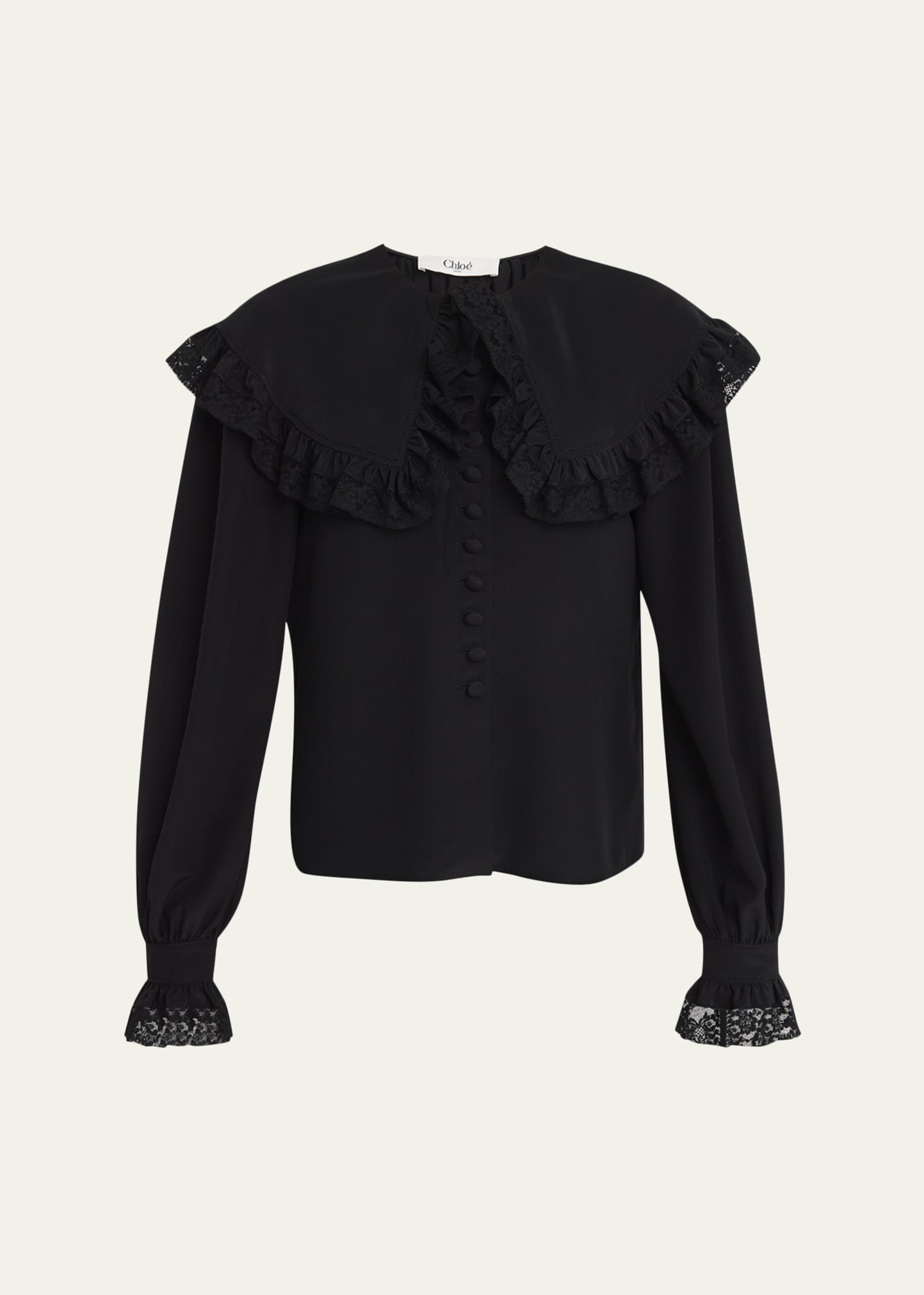 Chloe Roscini Lace-Trim Silk Blouse - Bergdorf Goodman