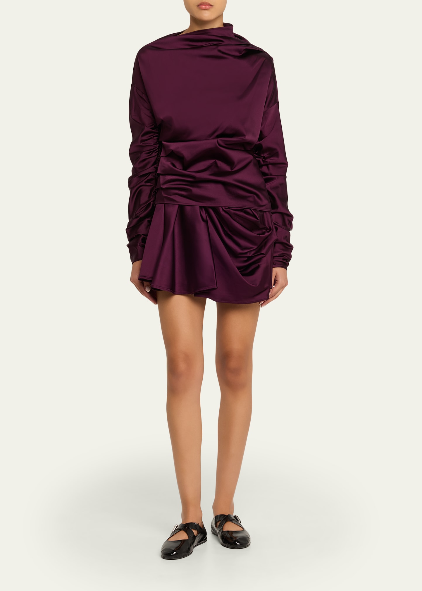 long sleeve mesh corset mini dress in lilac Andrea Iyamah: Katu Mesh Dress (KATU-PLUM-DRESS) S