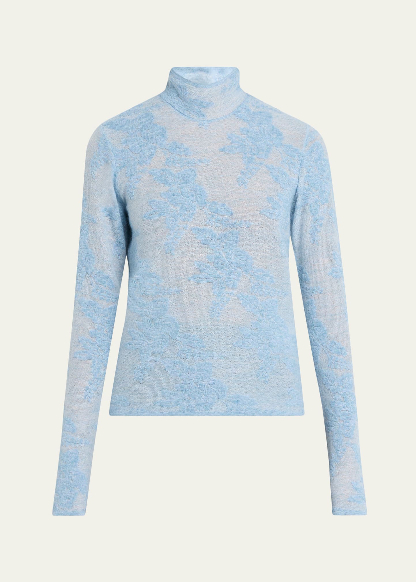 Ganni Sheer Floral Jacquard Turtleneck - Bergdorf Goodman