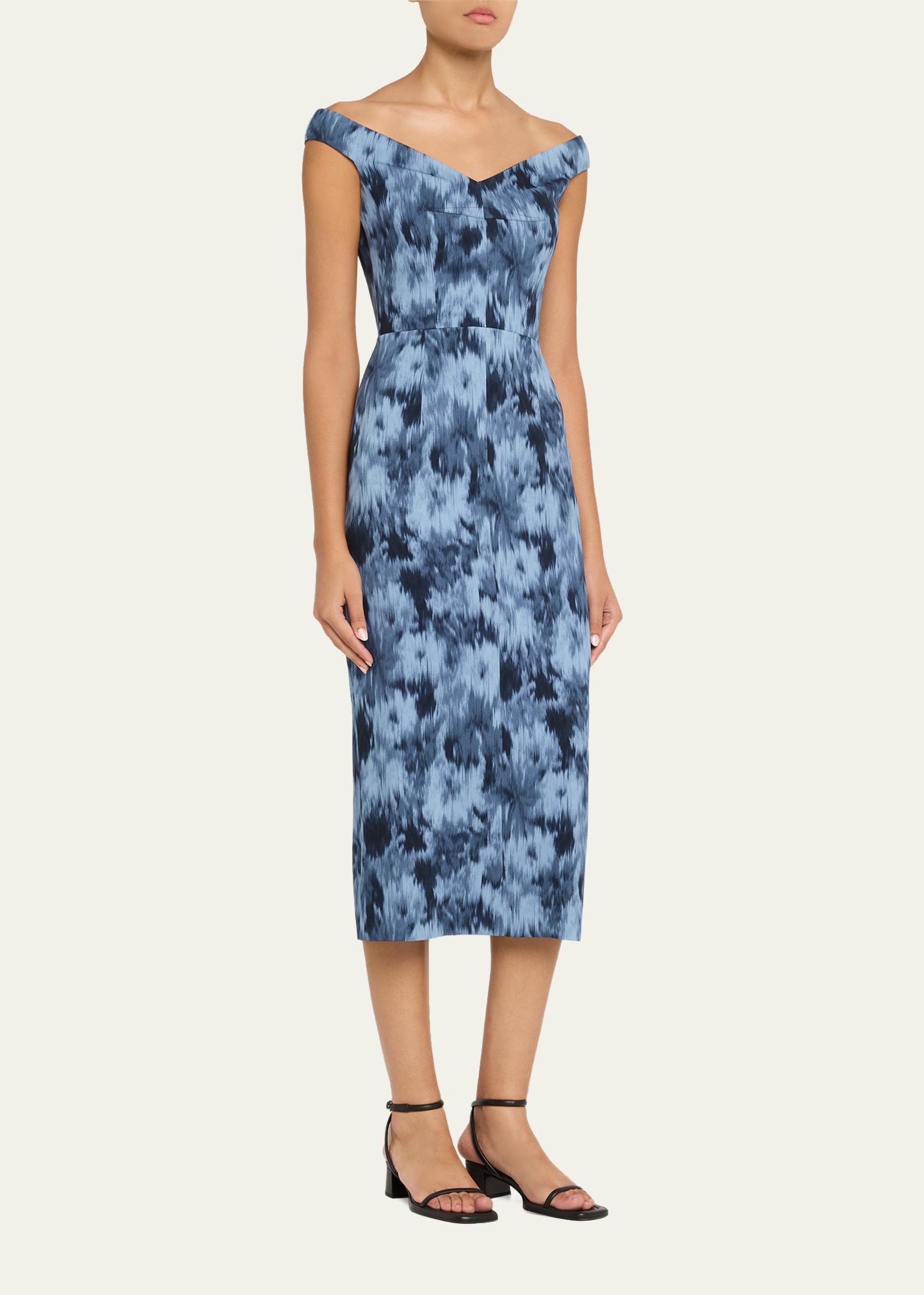 michael kors holiday dresses Collection Off-Shoulder Column Midi Dress epos:dress_sleeve_length:Long Sleeve